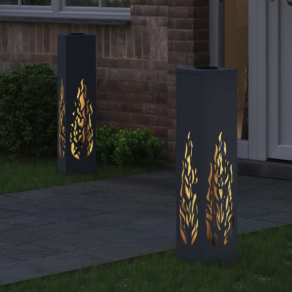 Solar LED Weg Licht 2 pcs Anthrazit Kalt gewalzter Stahl