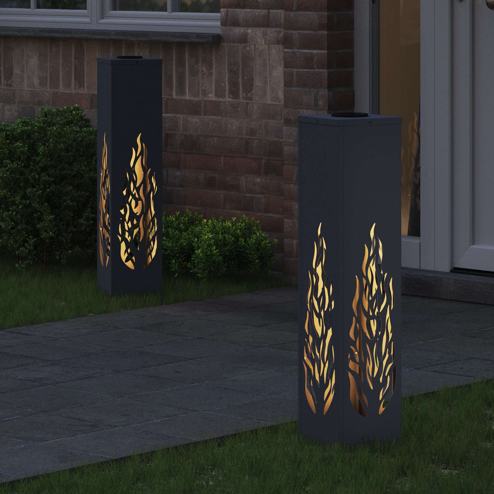 Solar LED Weg Licht 2 pcs Anthrazit Kalt gewalzter Stahl