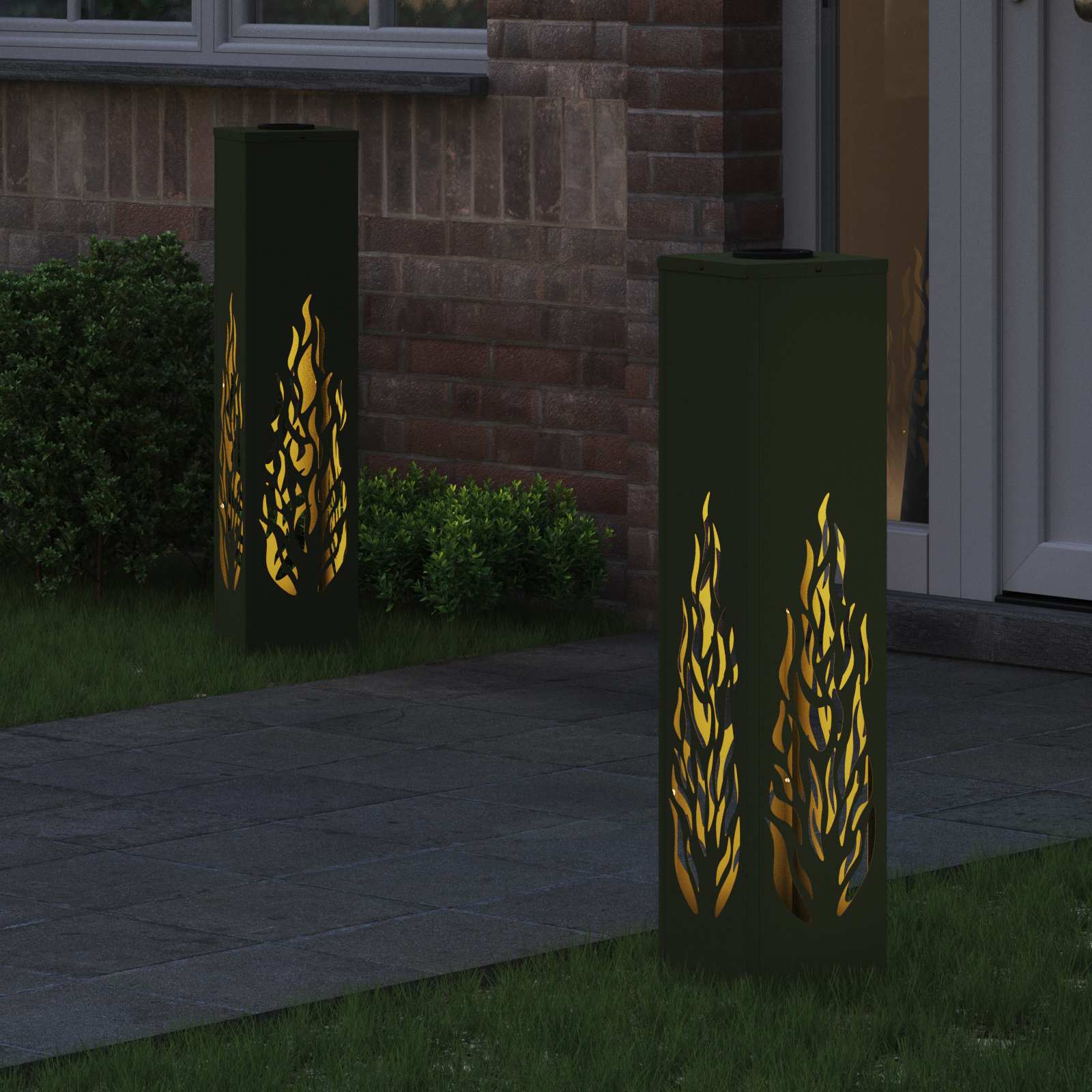 Solar LED Weg Licht 2 pcs Olive Grün Kalt gewalzter Stahl