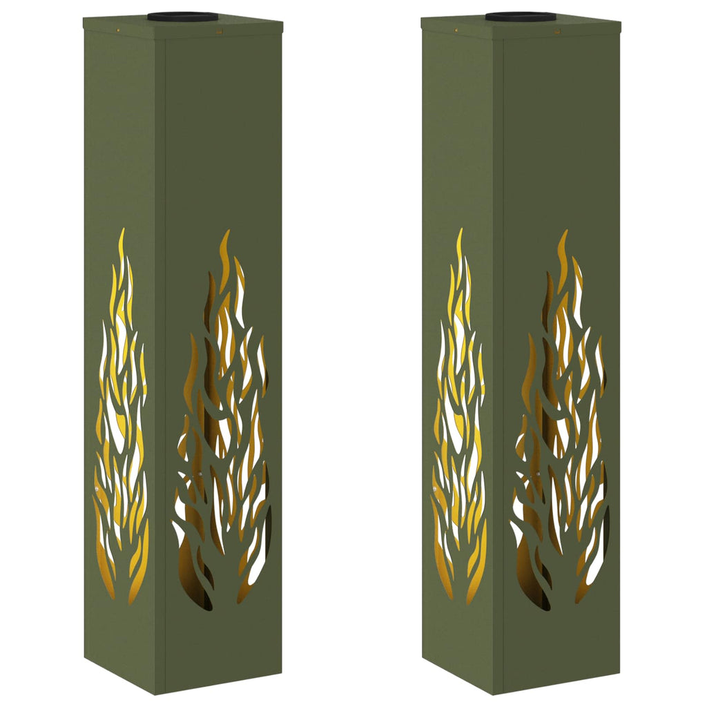Solar LED Weg Licht 2 pcs Olive Grün Kalt gewalzter Stahl