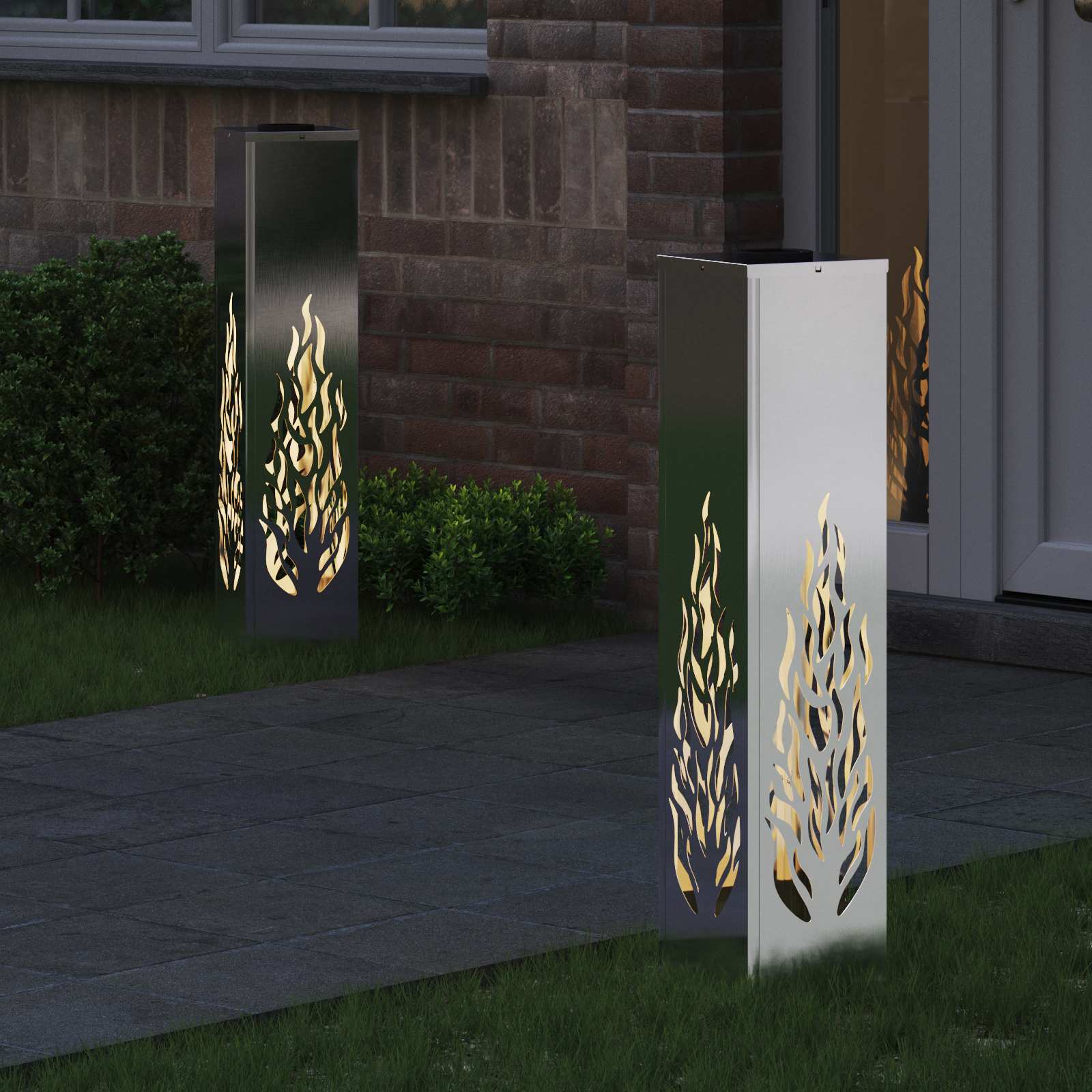 Solar LED Weg Licht 2 pcs Silber Edelstahl