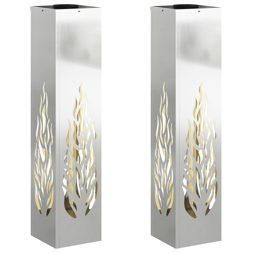 Solar LED Weg Licht 2 pcs Silber Galvanisiertes Stahl