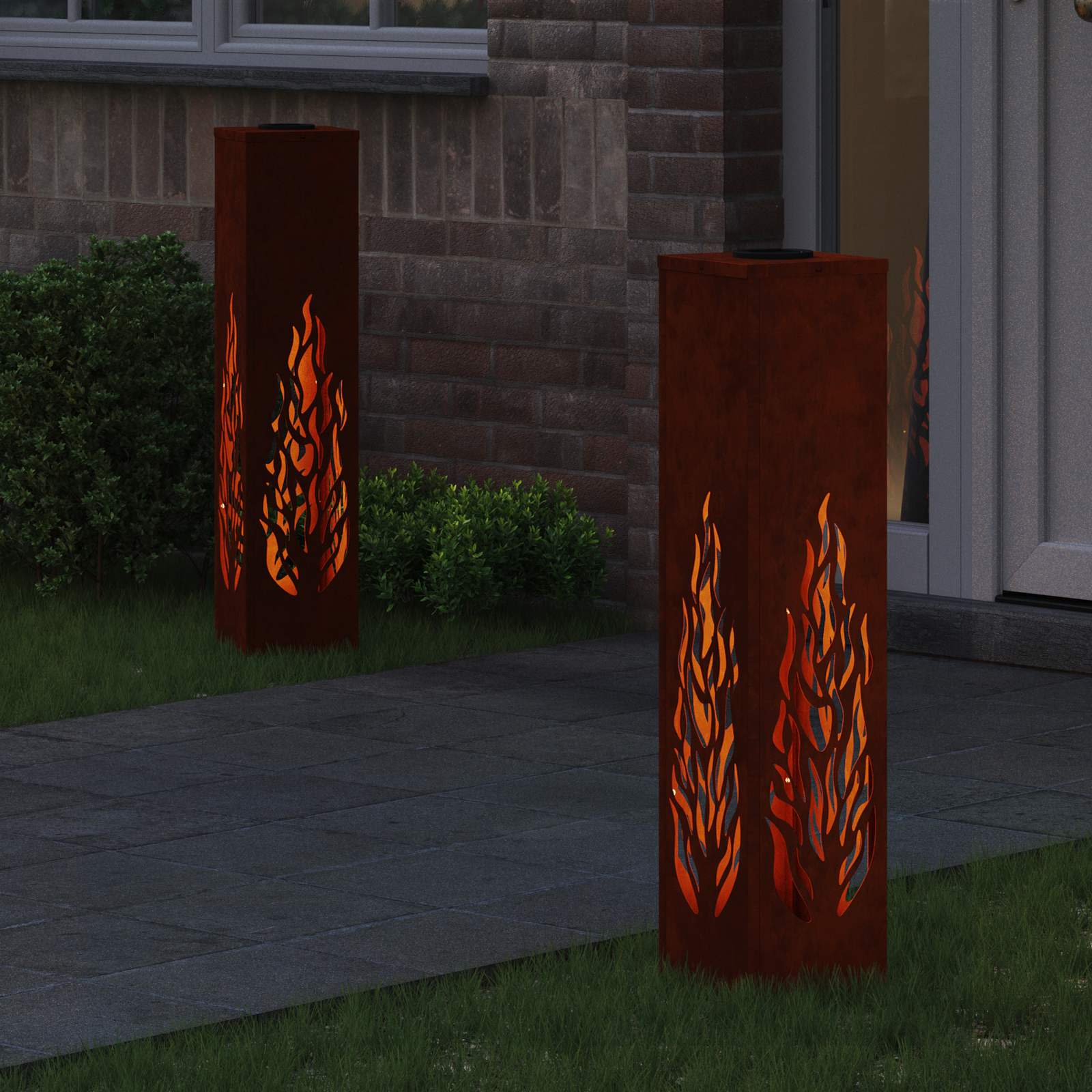 Solar LED Weg Licht 2 pcs Rostig Wetterfeststahl