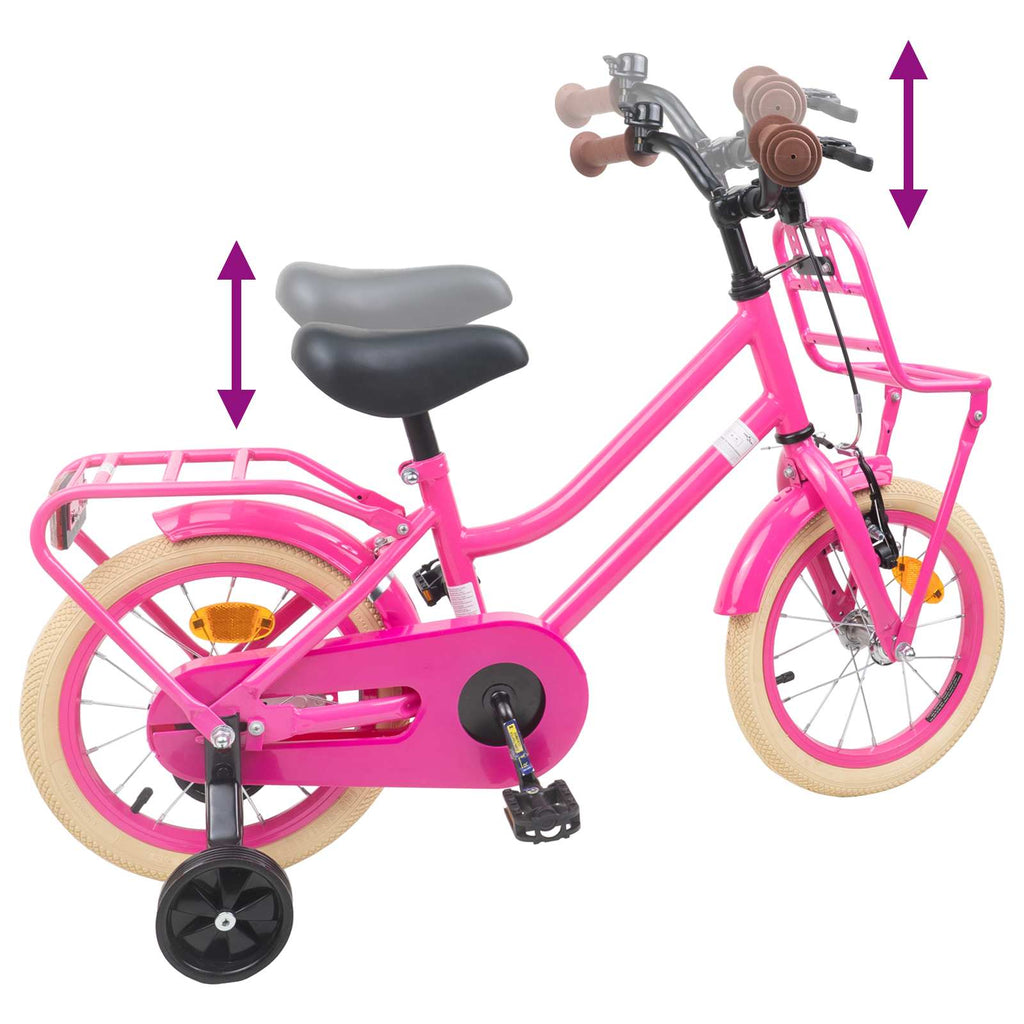 Kinderfahrrad 14 Zoll für 3-5 Jahre alt Dunkelrosa