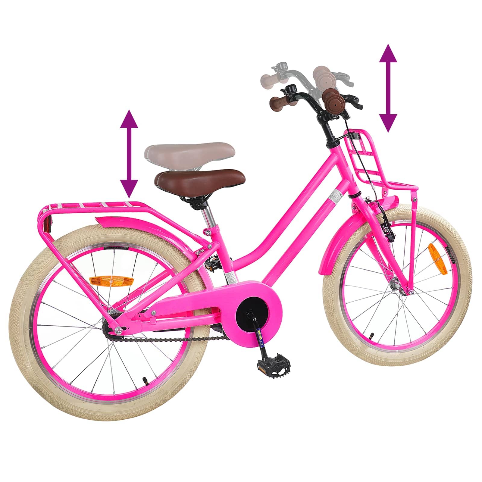 Kinderfahrrad 18 Zoll für 5-7 Jahre alt Dunkelrosa