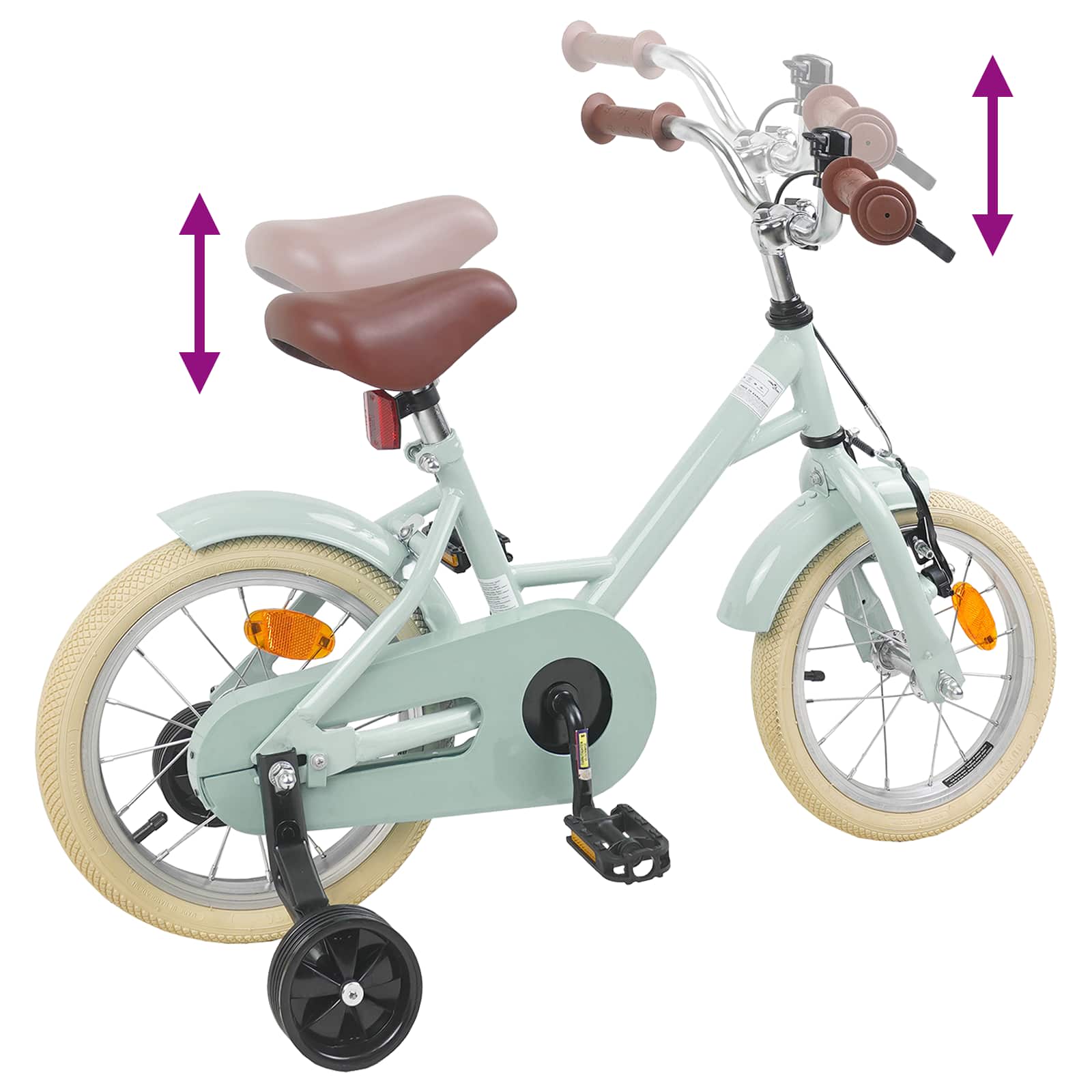 Kinderfahrrad 12 Zoll für 2-4 Jahre alt Hellgrün