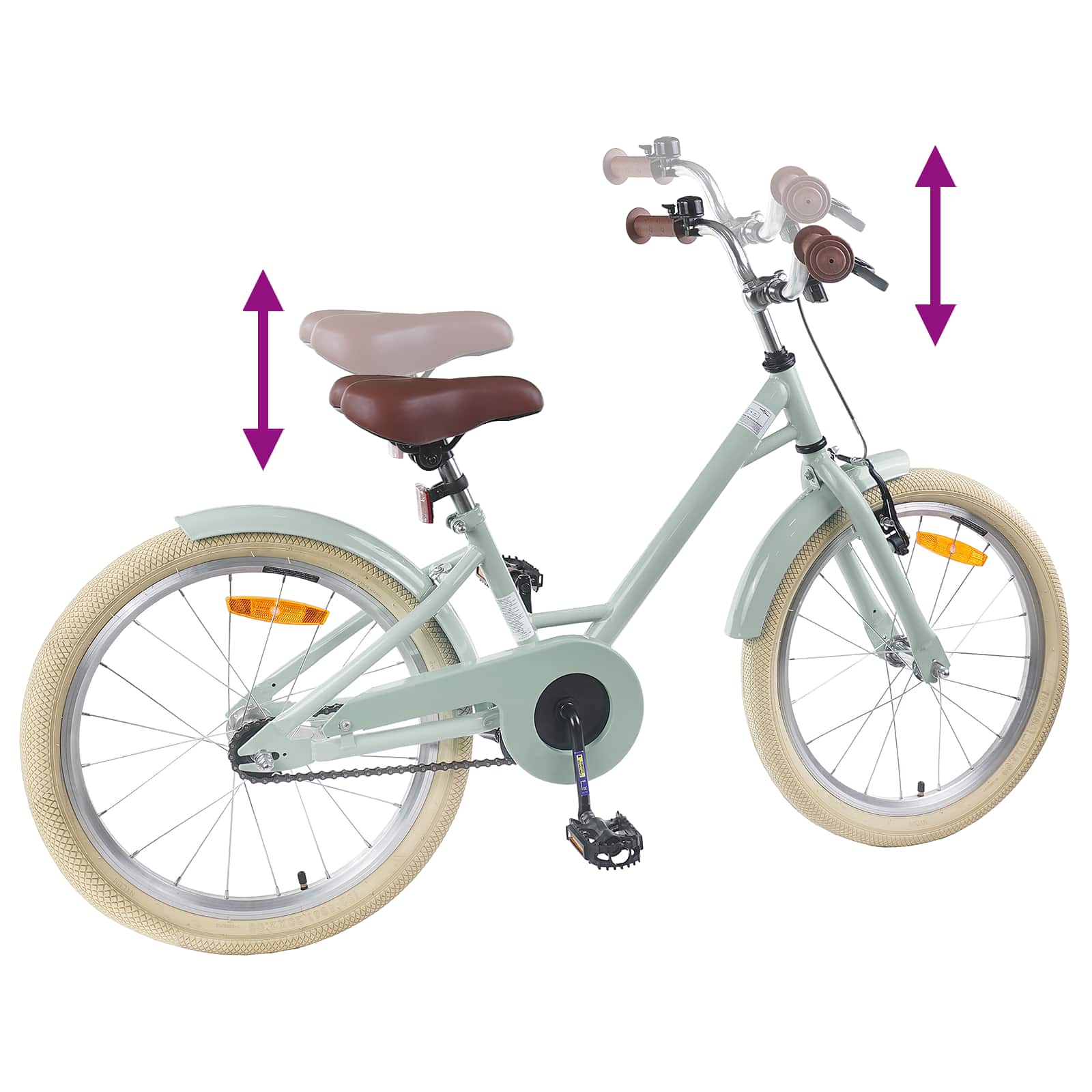 Kinderfahrrad 18 Zoll für 5-7 Jahre alt Hellgrün