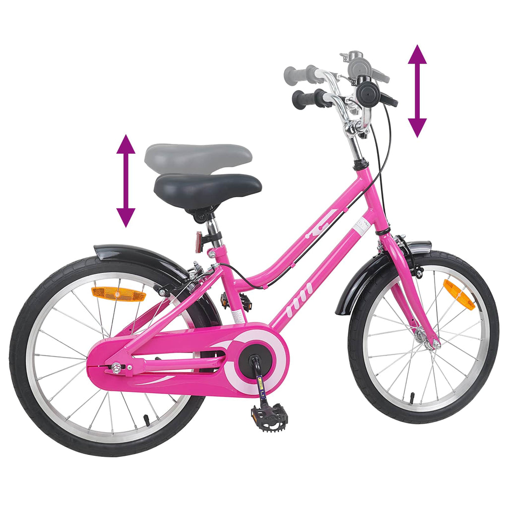 Kinderfahrrad 18 Zoll für 5-7 Jahre alt Pink Schwarz