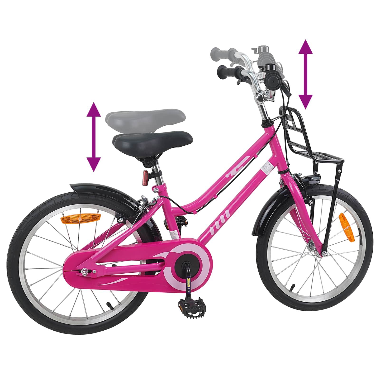 Kinderfahrrad 18 Zoll für 5-7 Jahre alt Rosa und Schwarz