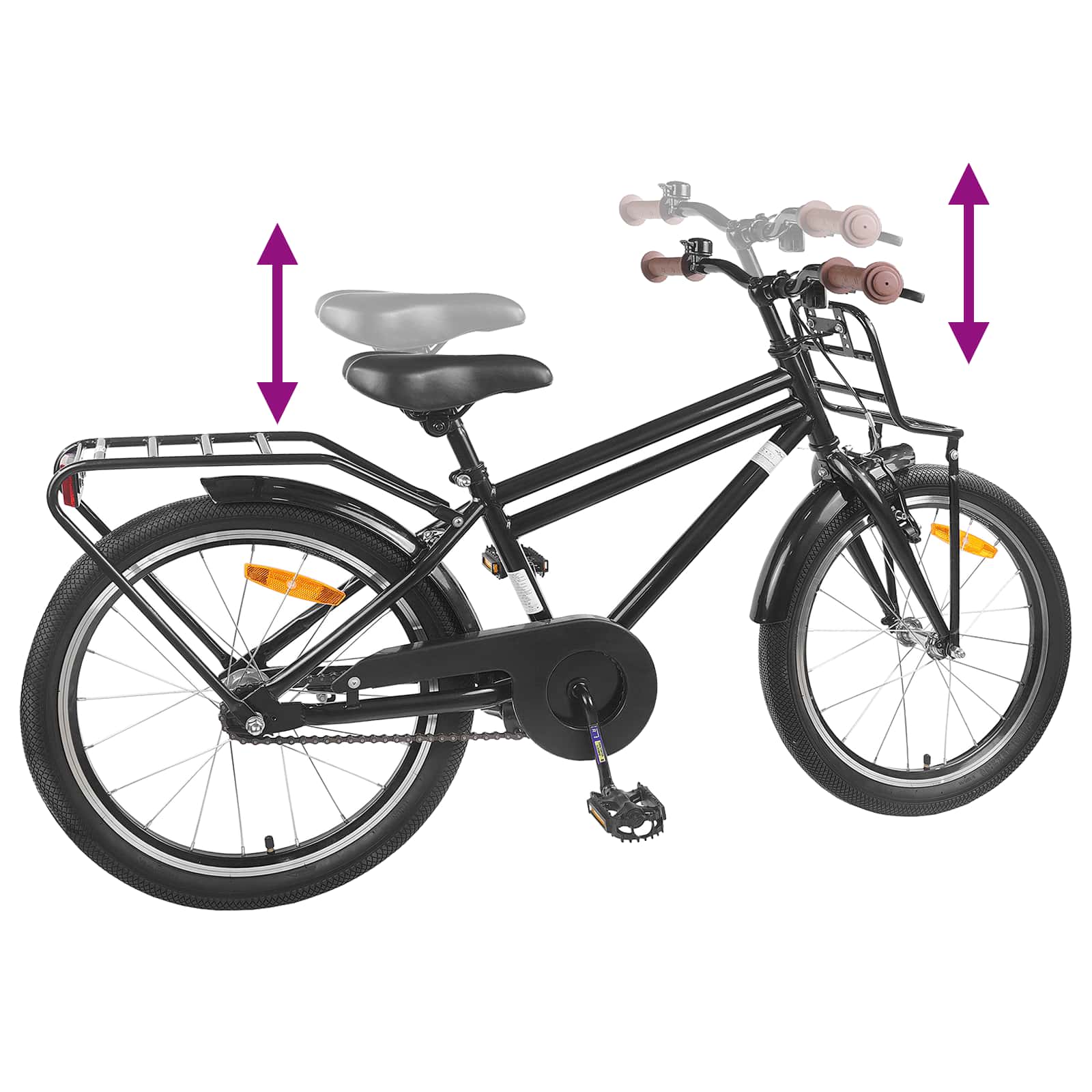 Kinderfahrrad 18 Zoll für 5-7 Jahre alt Schwarz