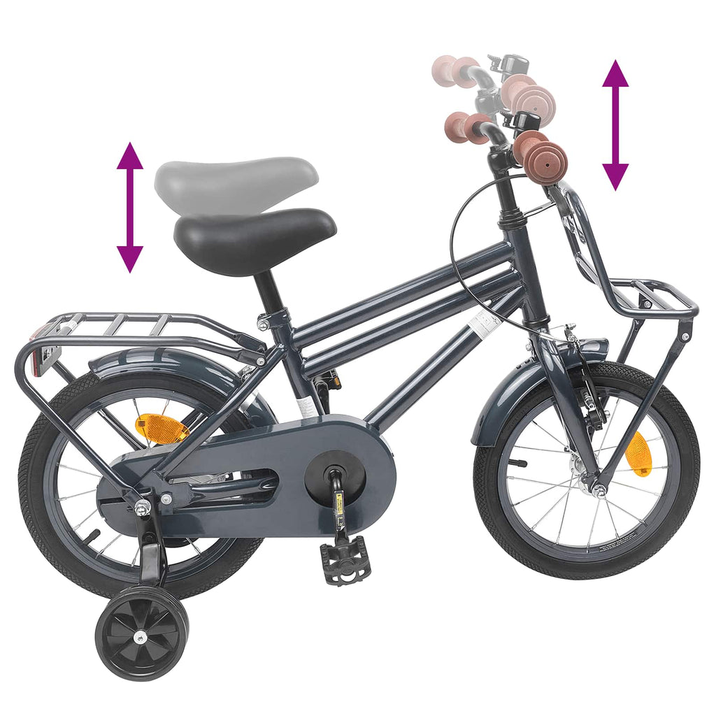 Kinderfahrrad 12 Zoll für 2-4 Jahre alt Dunkelgrau