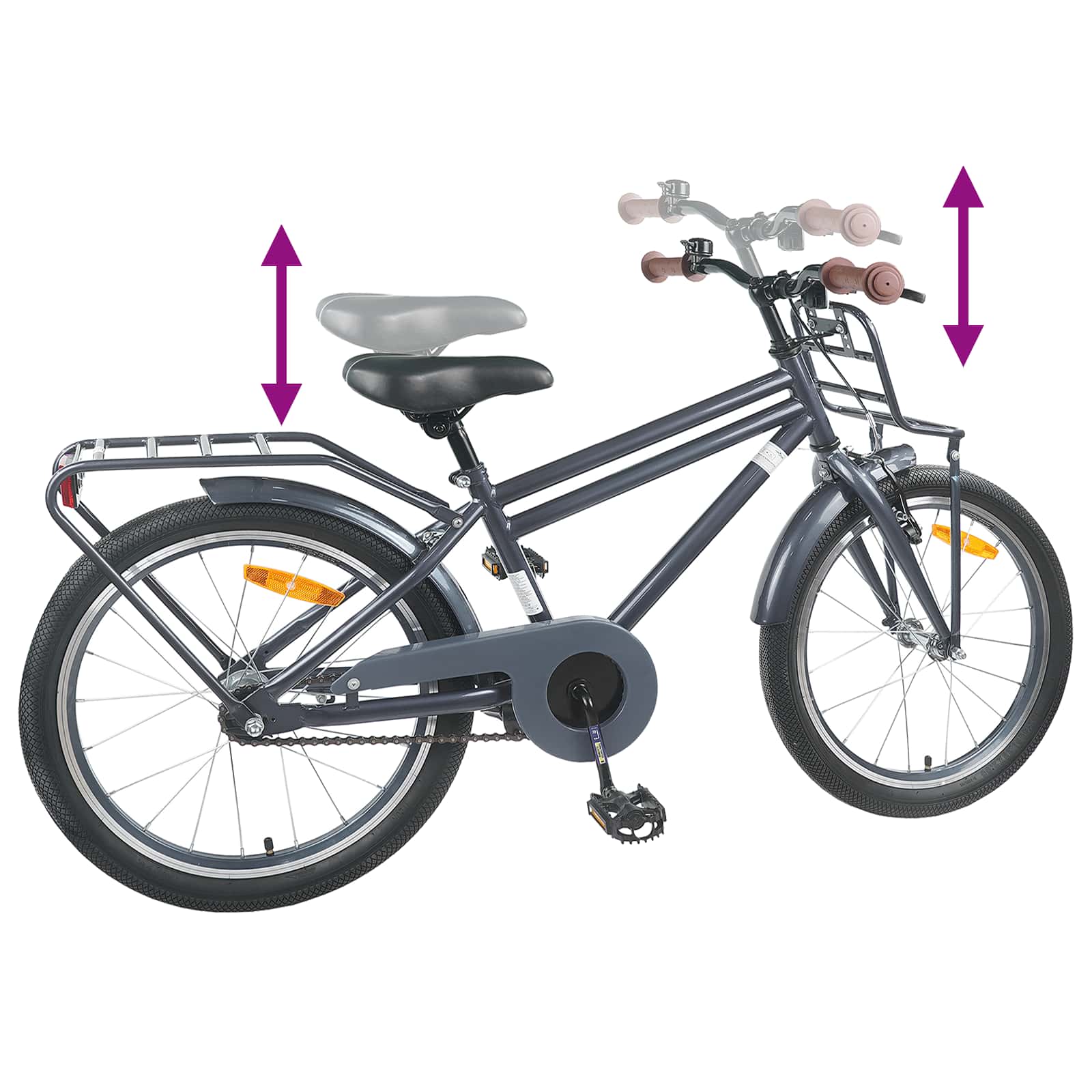 Kinderfahrrad 22 Zoll für 7-12 Jahre alt Dunkelgrau
