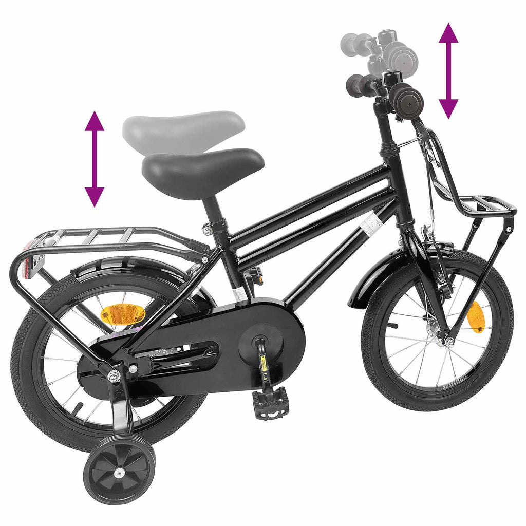 Kinderfahrrad 12 Zoll für 2-4 Jahre alt Schwarz