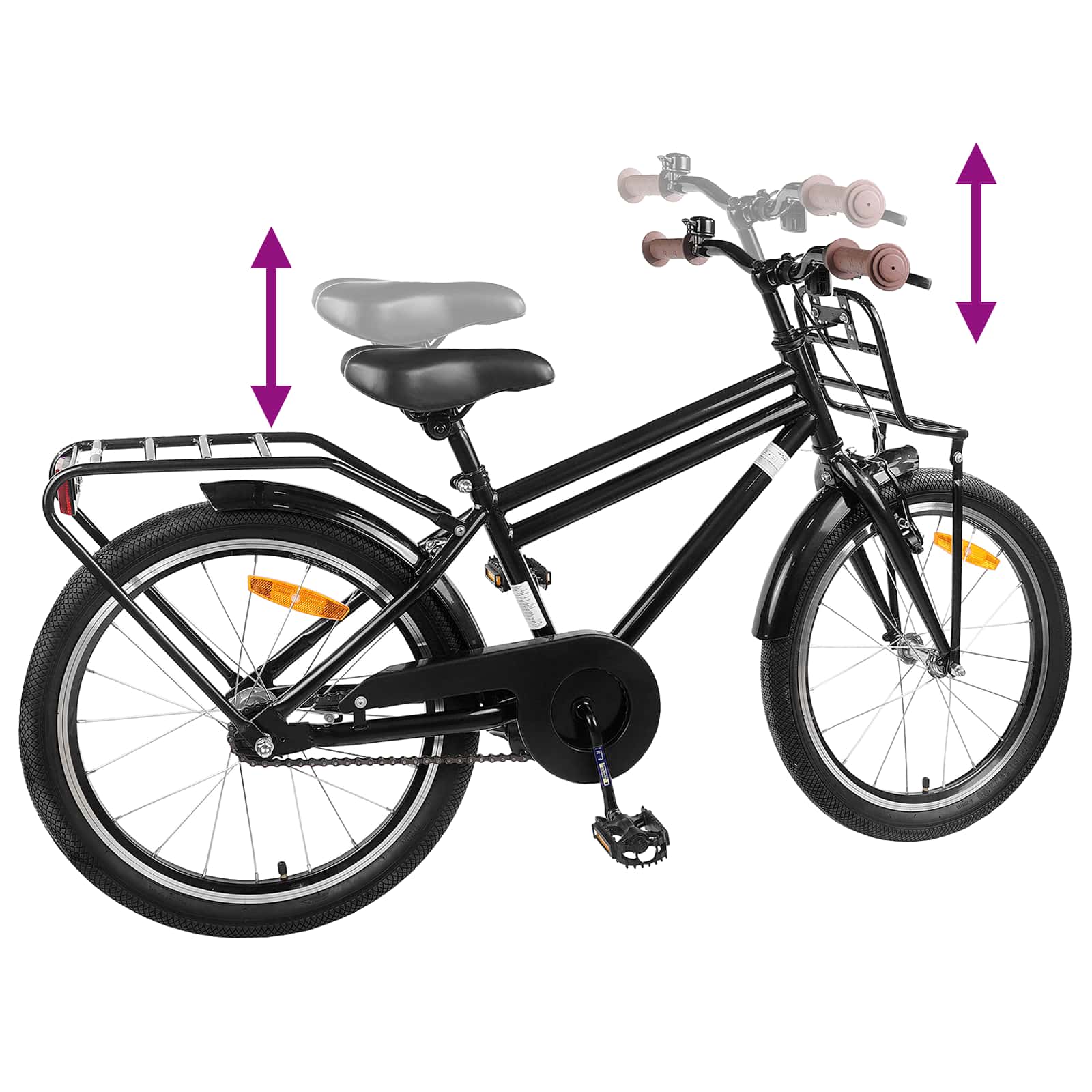 Kinderfahrrad 22 Zoll für 7-12 Jahre alt Schwarz