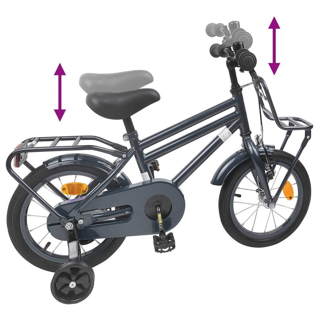 Kinderfahrrad 12 Zoll für 2-4 Jahre alt Dunkelgrau