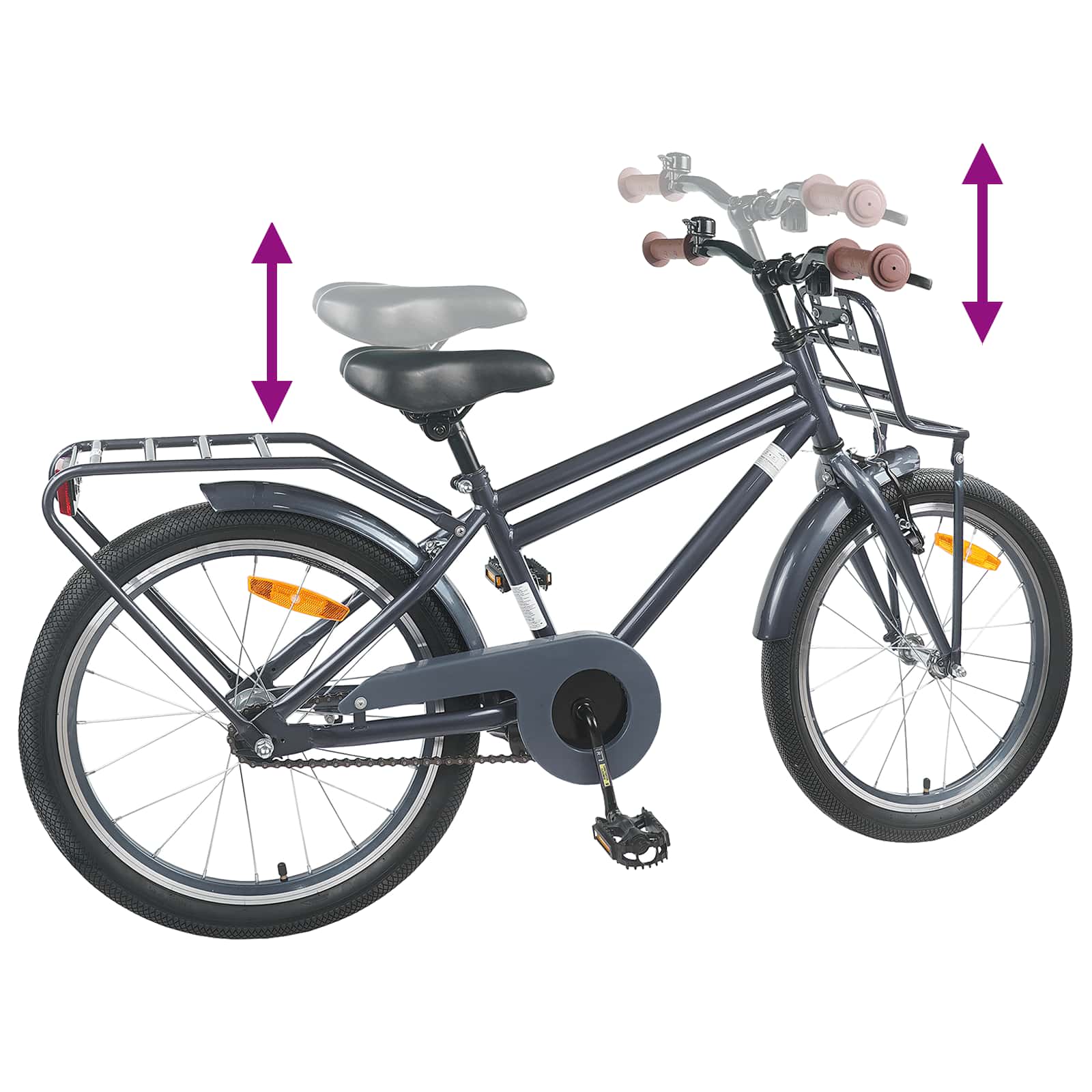 Kinderfahrrad 18 Zoll für 5-7 Jahre alt Dunkelgrau