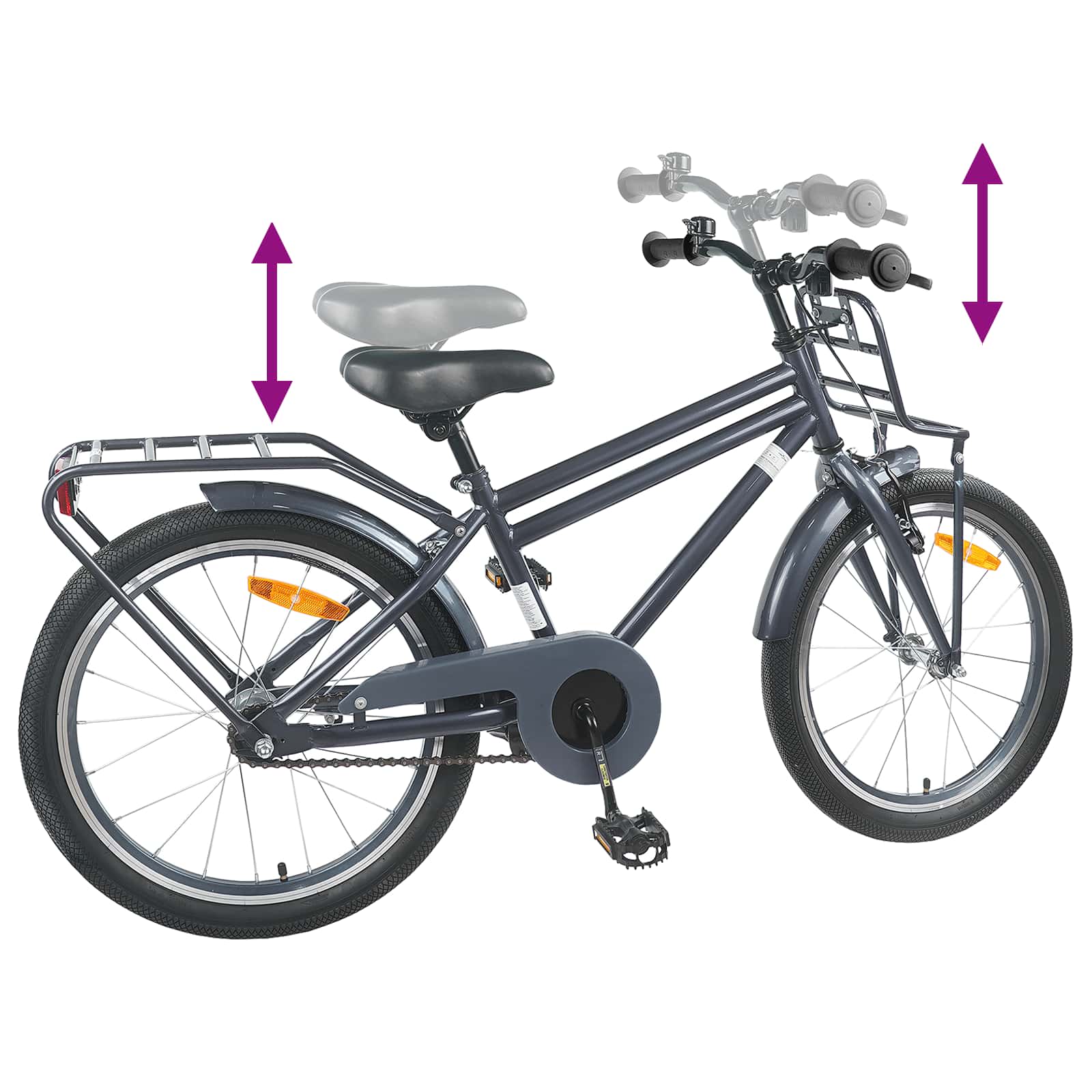Kinderfahrrad 20 Zoll für 6-11 Jahre alt Dunkelgrau