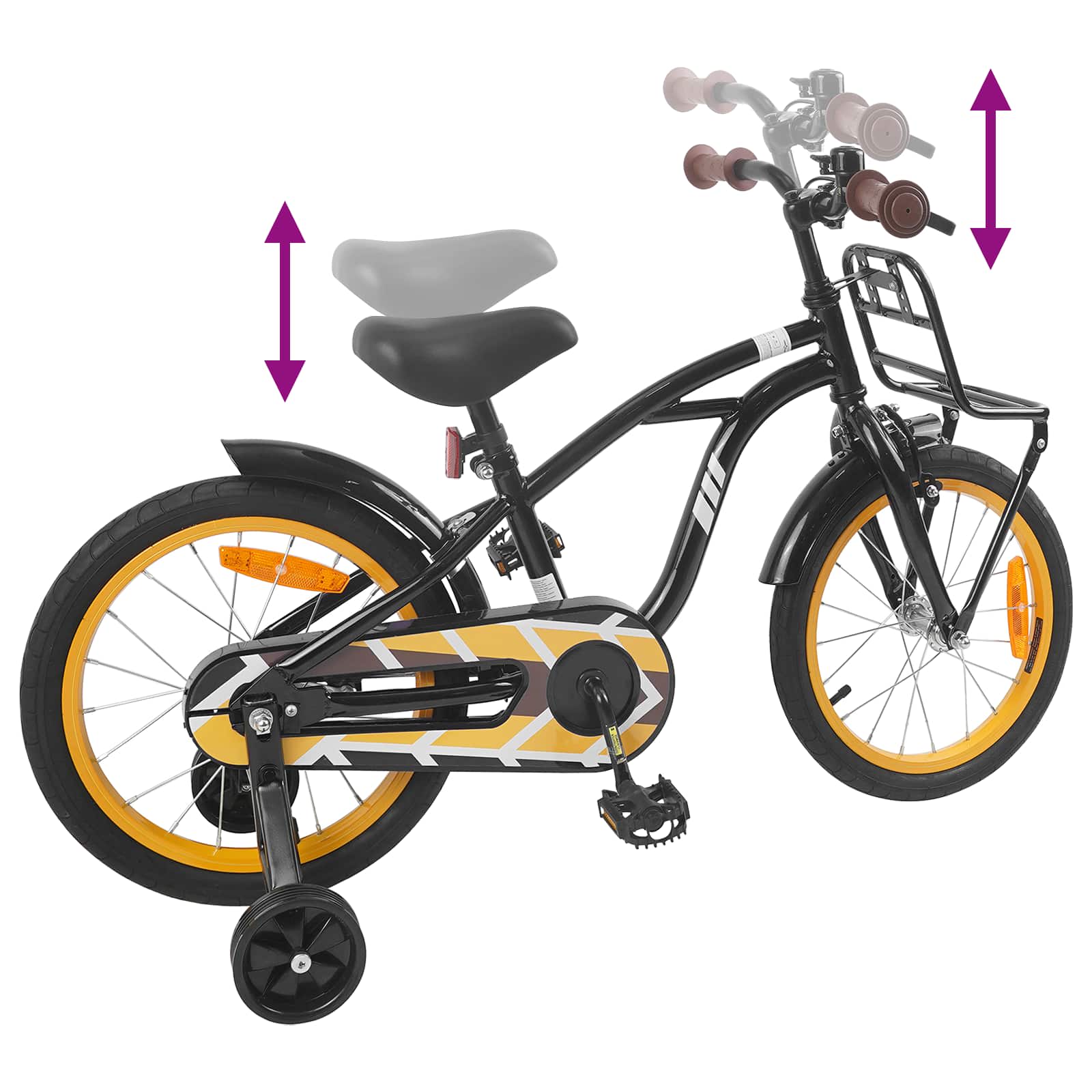 Kinderfahrrad 16 Zoll für 4-6 Jahre alt Schwarz