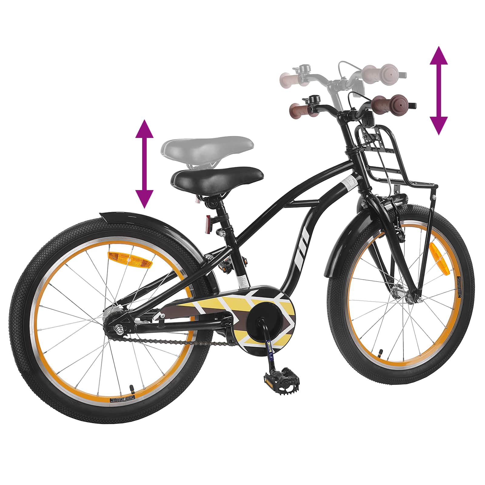 Kinderfahrrad 18 Zoll für 5-7 Jahre alt Schwarz