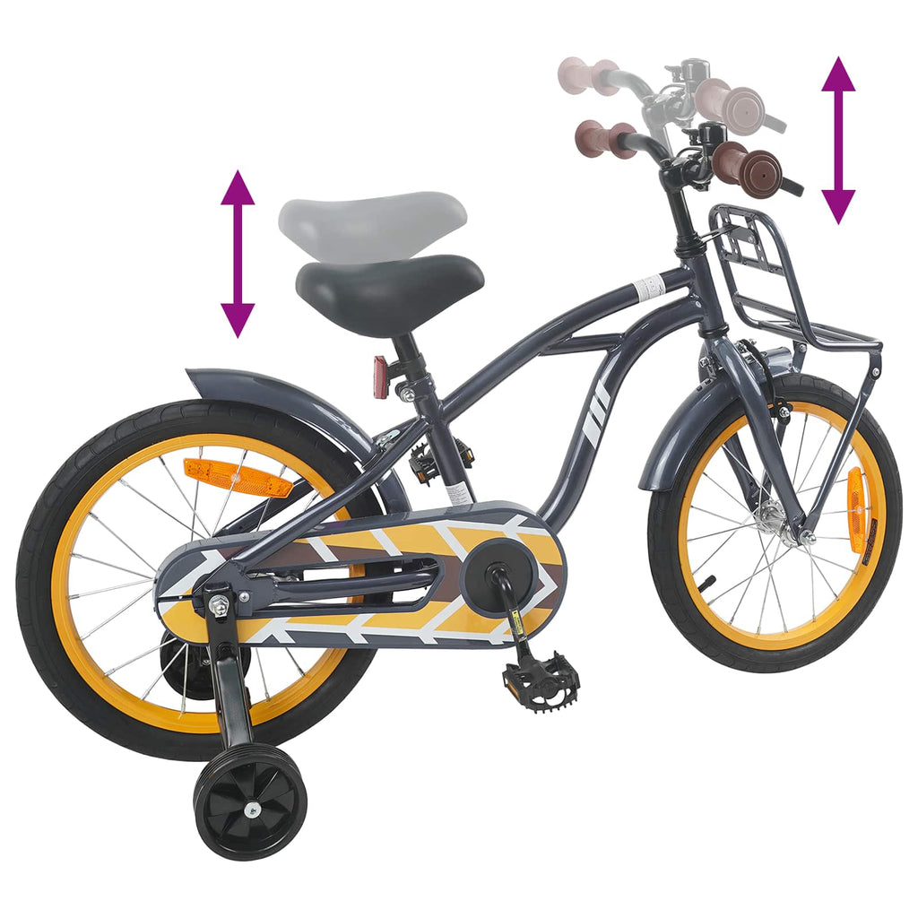 Kinderfahrrad 16 Zoll für 4-6 Jahre alt Dunkelgrau