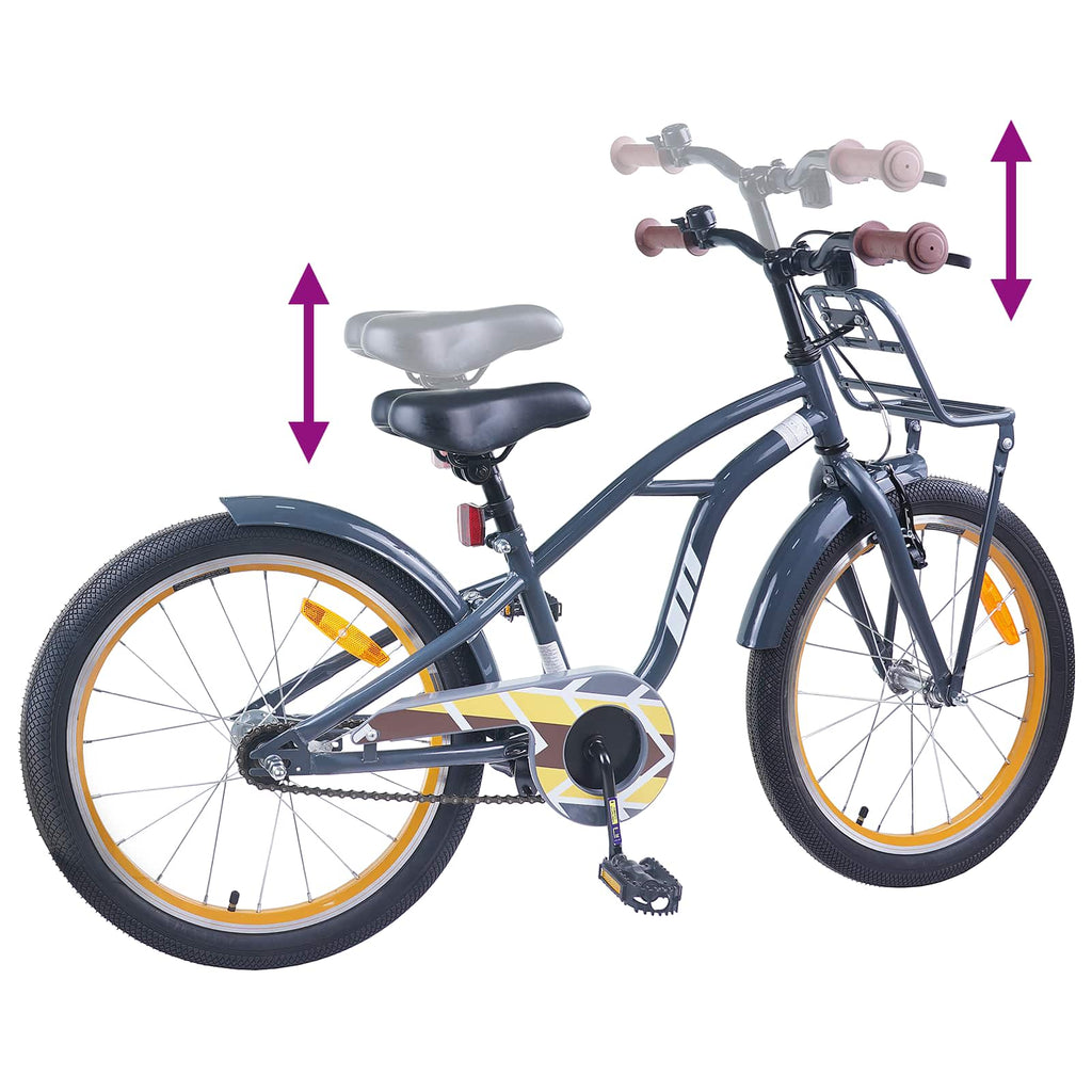 Kinderfahrrad 18 Zoll für 5-7 Jahre alt Dunkelgrau