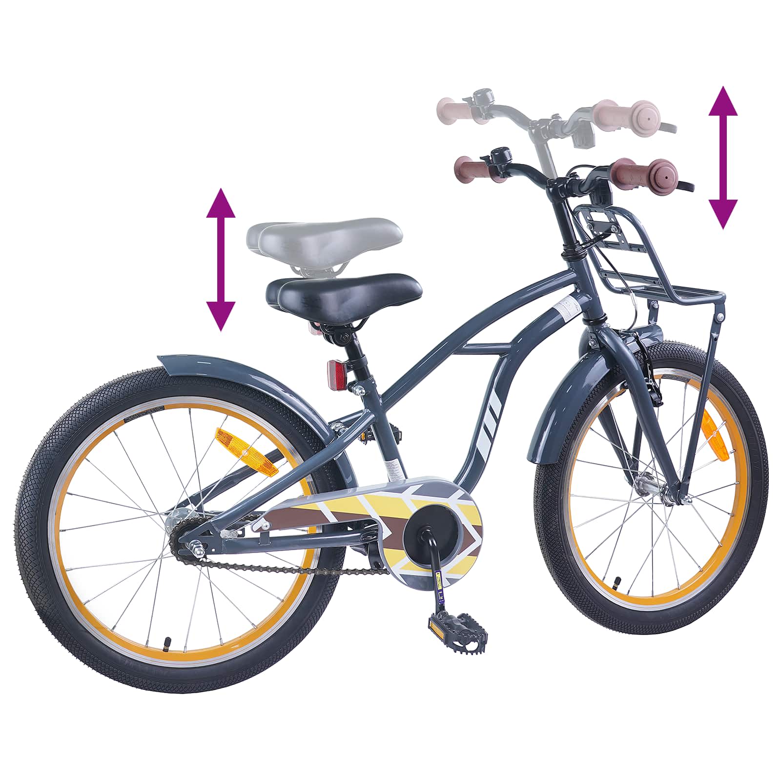 Kinderfahrrad 22 Zoll für 7-12 Jahre alt Dunkelgrau