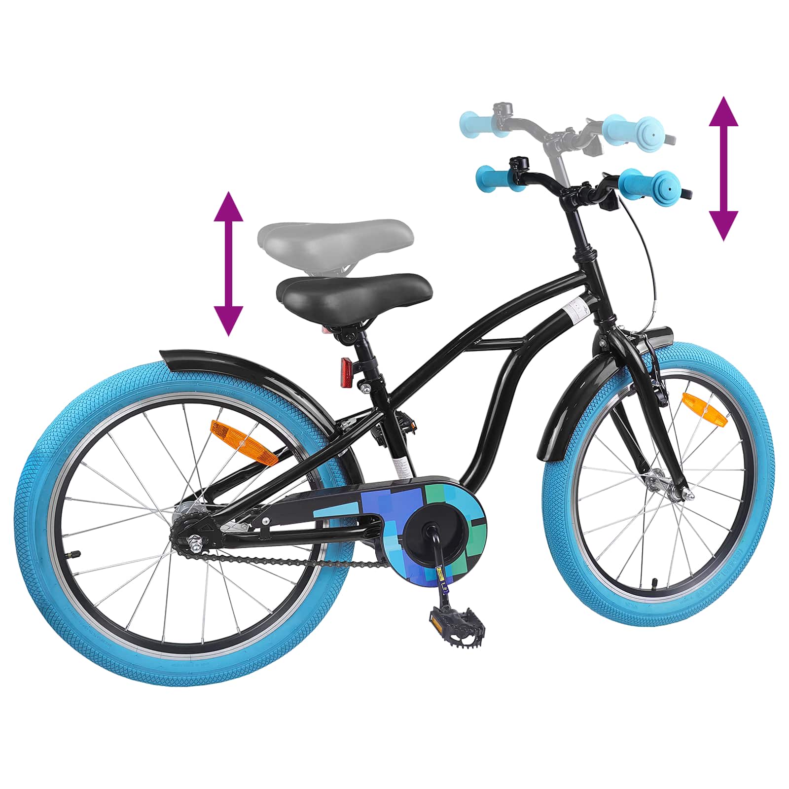 Kinderfahrrad 18 Zoll für 5-7 Jahre alt Schwarz