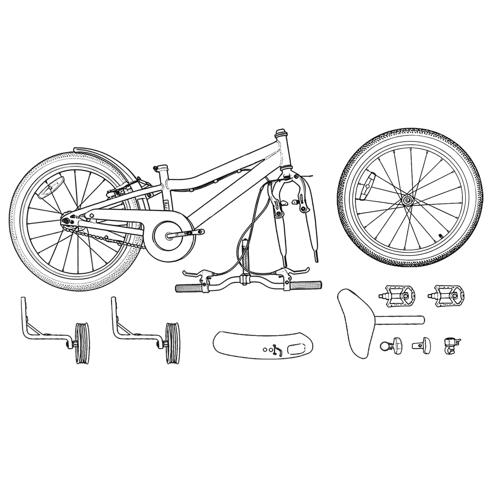 Kinderfahrrad 16 Zoll für 4-6 Jahre alt Schwarz