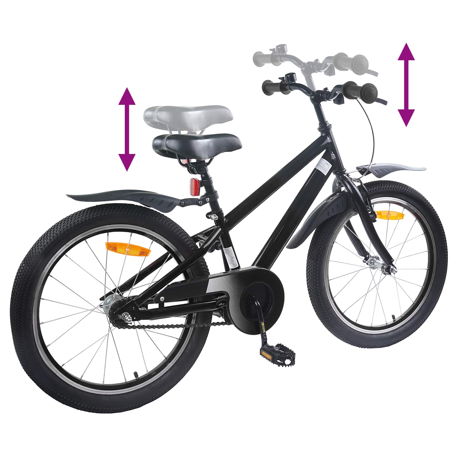 Kinderfahrrad 20 Zoll für 6-11 Jahre alt Schwarz