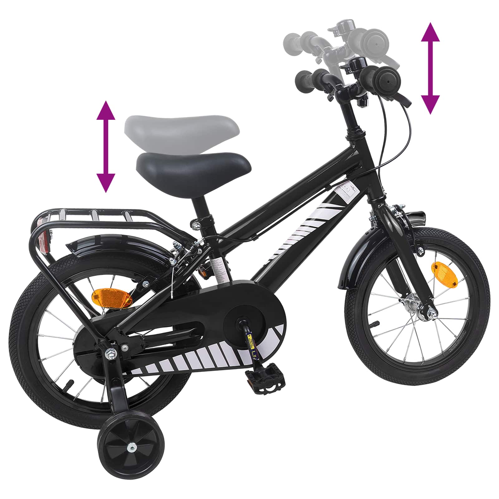 Kinderfahrrad 12 Zoll für 2-4 Jahre alt Schwarz