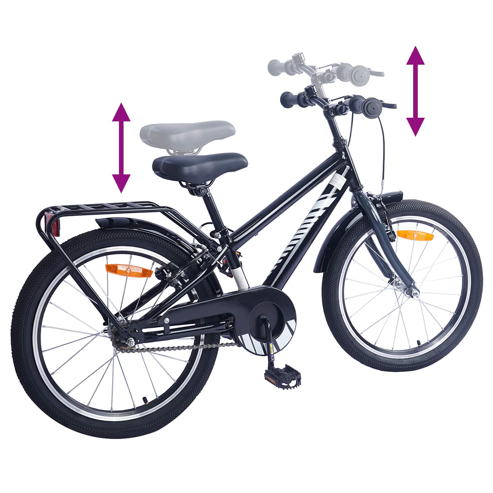 Kinderfahrrad 20 Zoll für 6-11 Jahre alt Schwarz