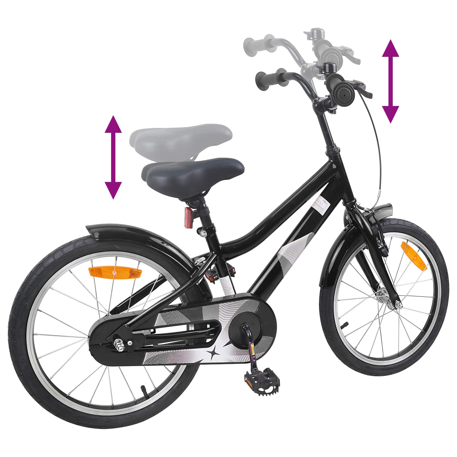 Kinderfahrrad 18 Zoll für 5-7 Jahre alt Schwarz