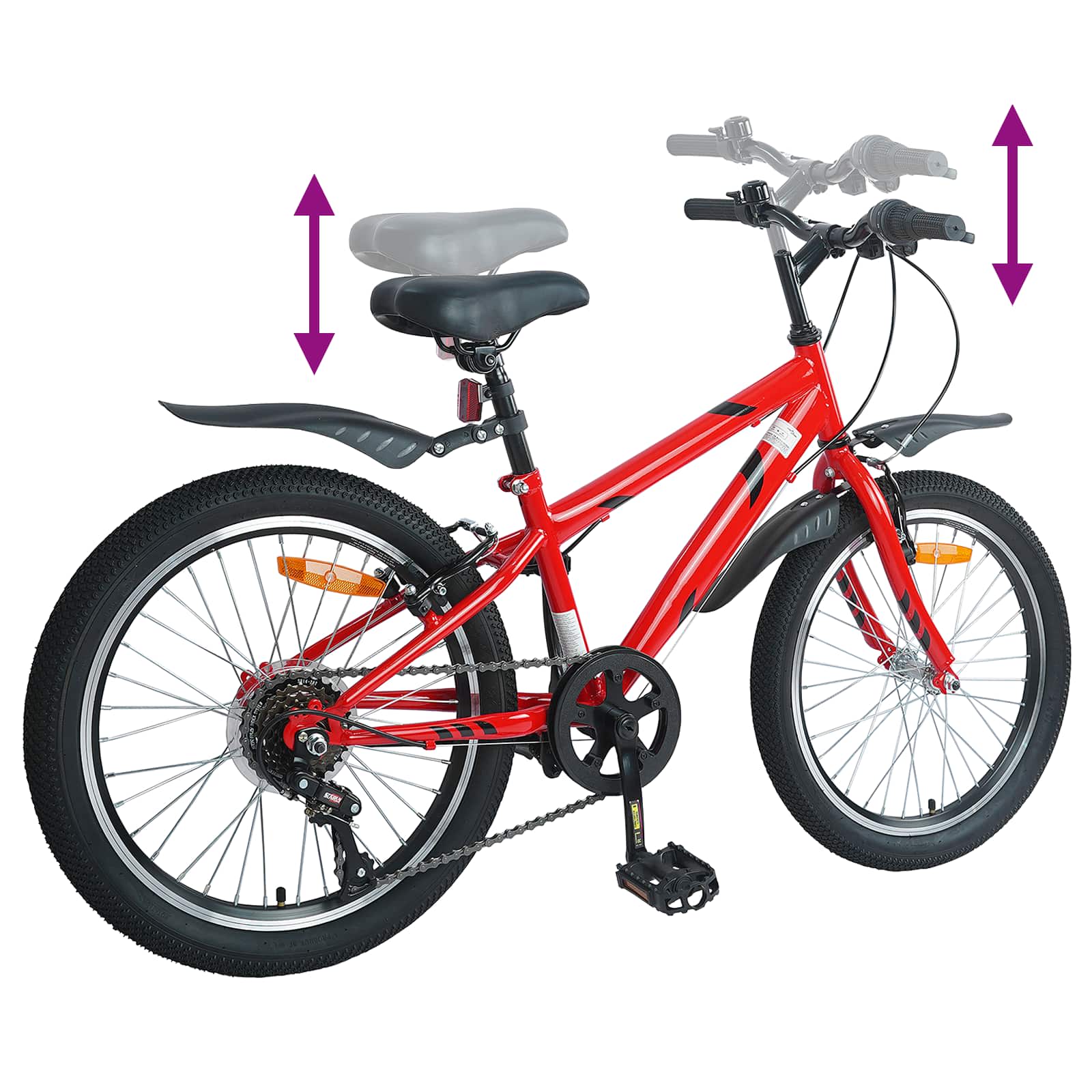 Kinderfahrrad 24 Zoll 6-Speed für 8-12 Jahre alt Rot