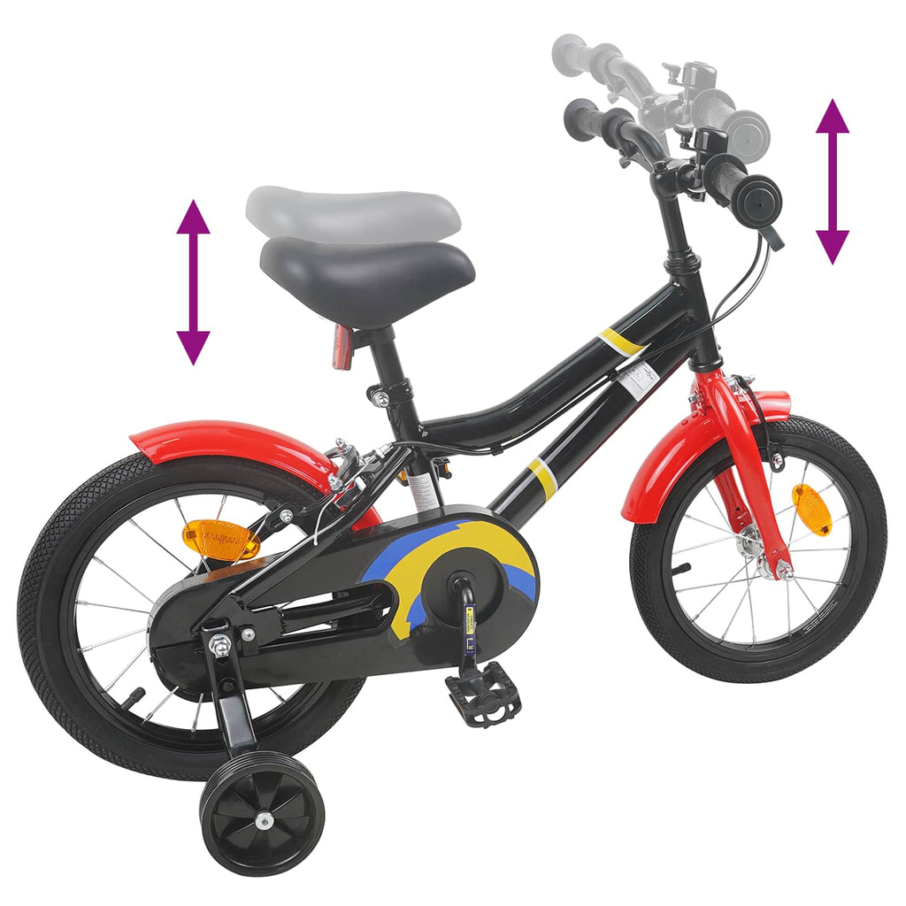 Kinderfahrrad 14 Zoll für 3-5 Jahre alt Schwarz Rot