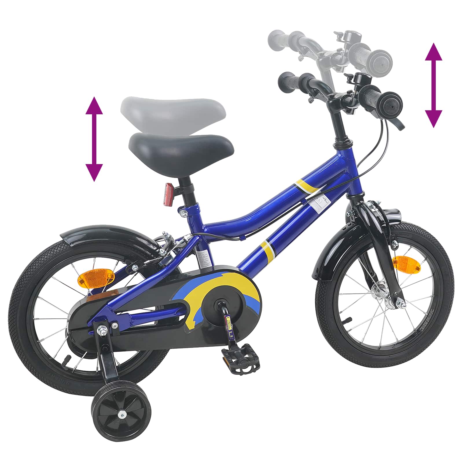 Kinderfahrrad 16 Zoll für 4-6 Jahre alt Blau Weiß