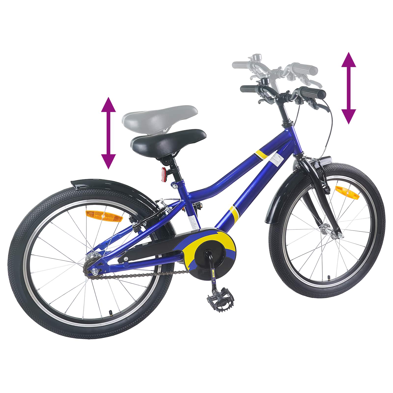 Kinderfahrrad 22 Zoll für 7-12 Jahre alt Blau Schwarz