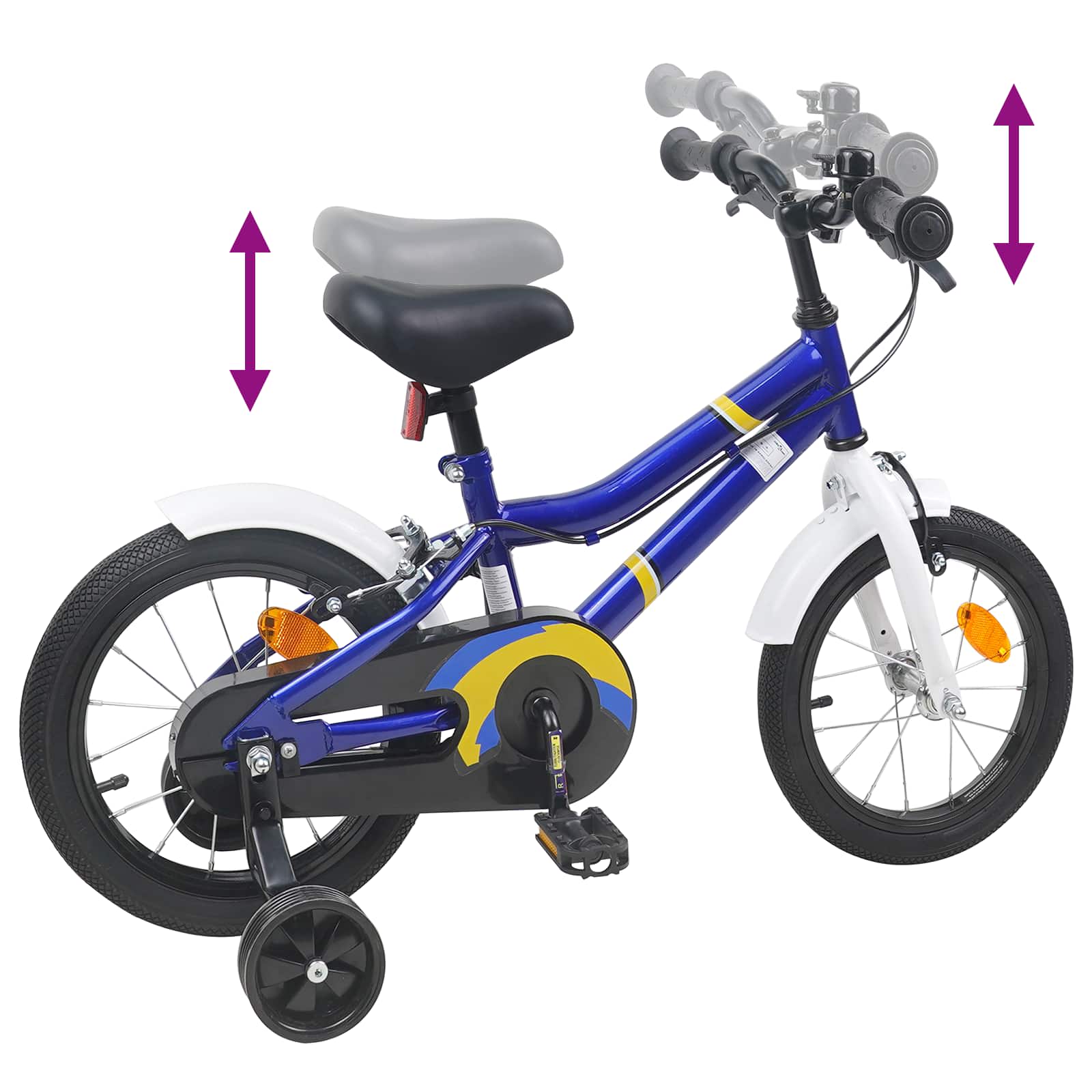 Kinderfahrrad 12 Zoll für 2-4 Jahre alt Blau Weiß