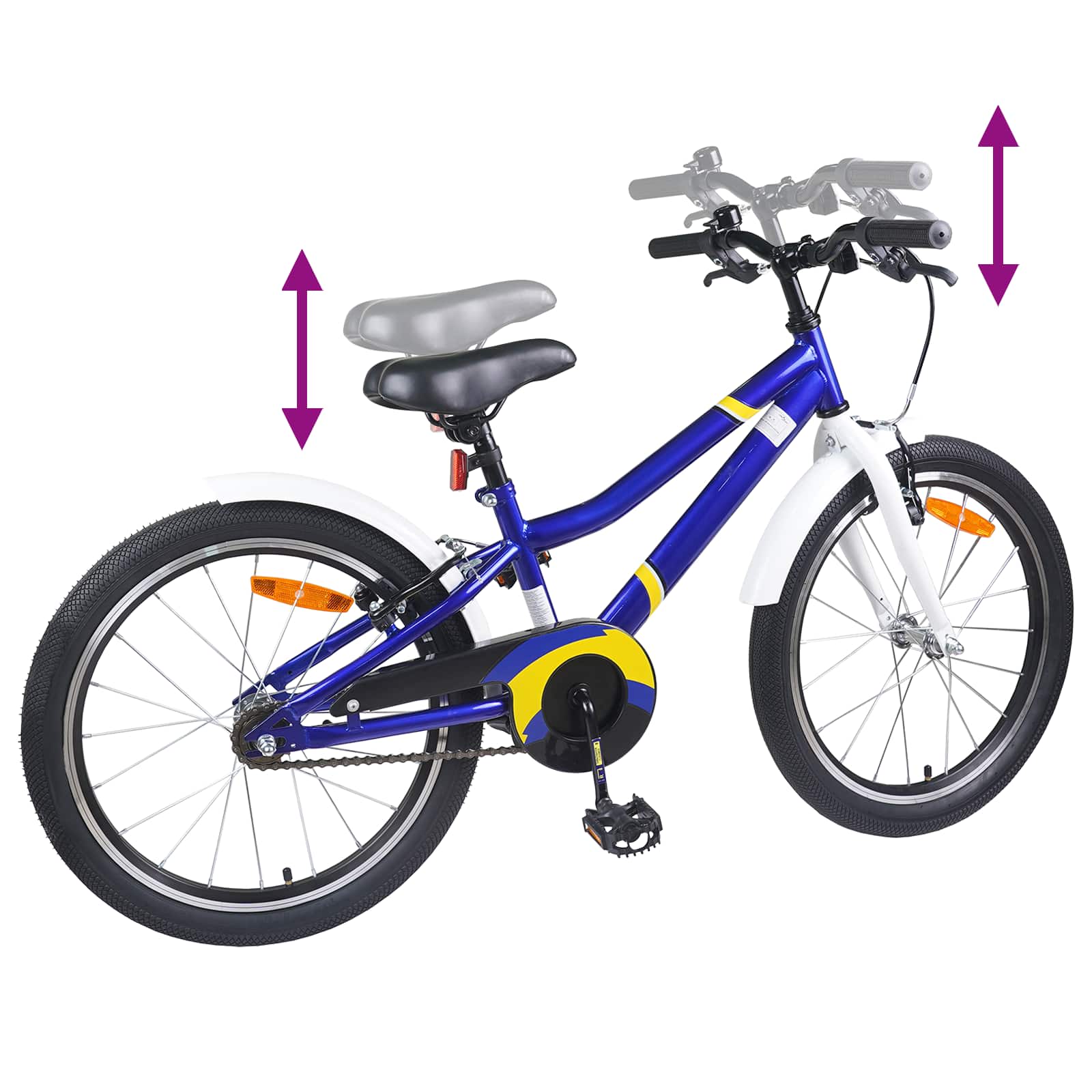 Kinderfahrrad 22 Zoll für 7-12 Jahre alt Blau Weiß