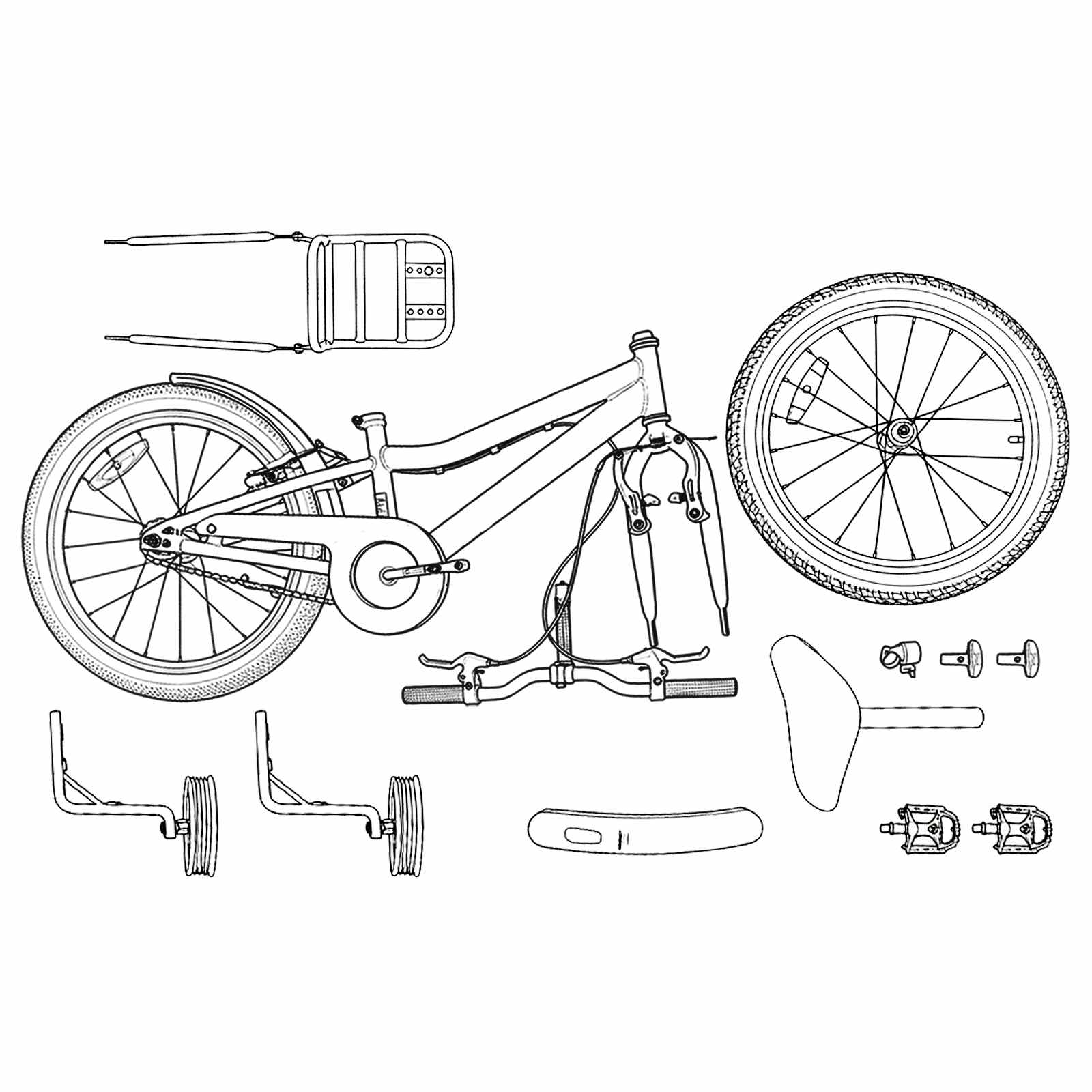 Kinderfahrrad 16 Zoll für 4-6 Jahre alt Orange Schwarz
