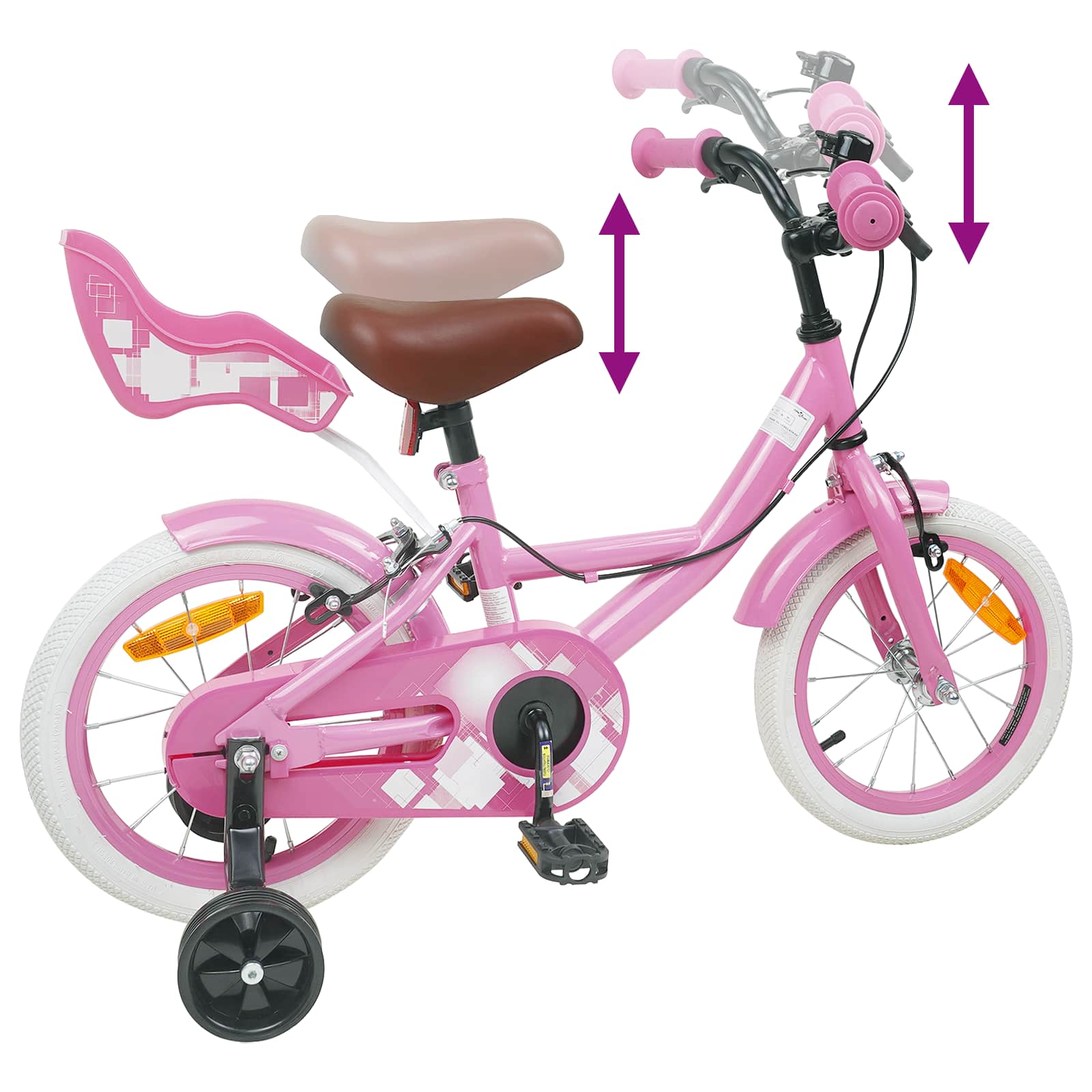 Kinderfahrrad 12 Zoll für 2-4 Jahre alt Hellrosa