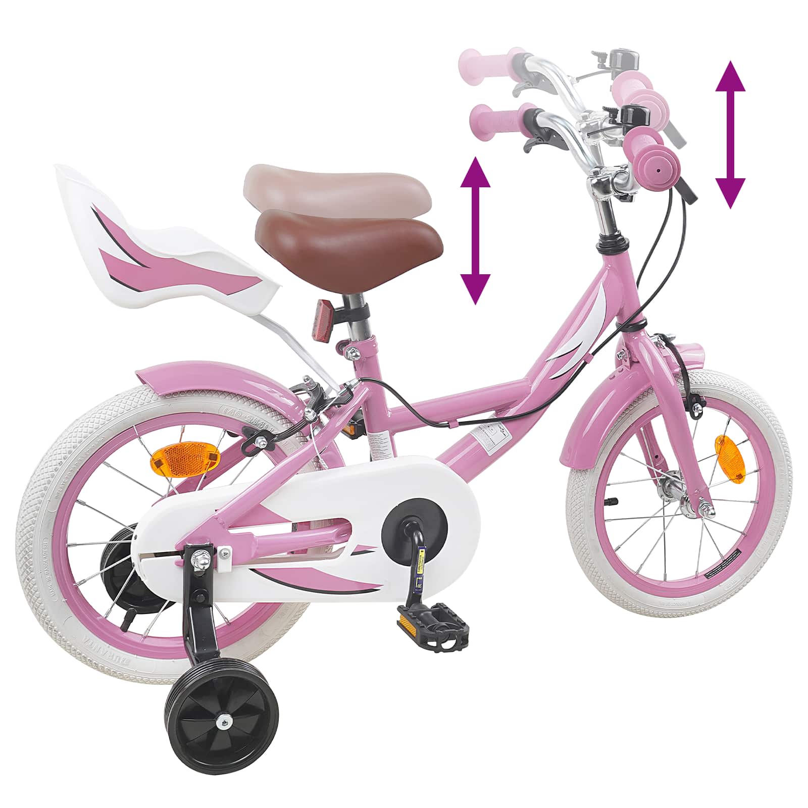 Kinderfahrrad 12 Zoll für 2-4 Jahre alt Hellrosa