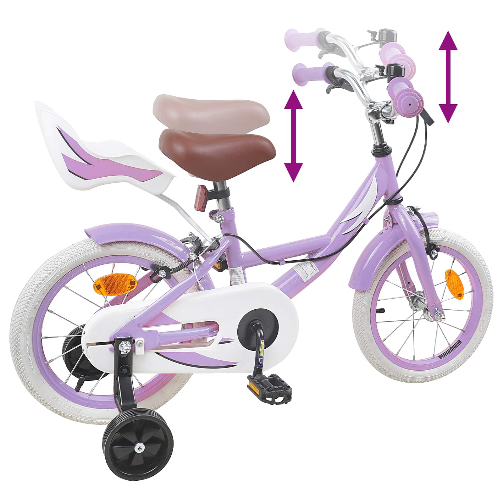 Kinderfahrrad 12 Zoll für 2-4 Jahre alt Lila
