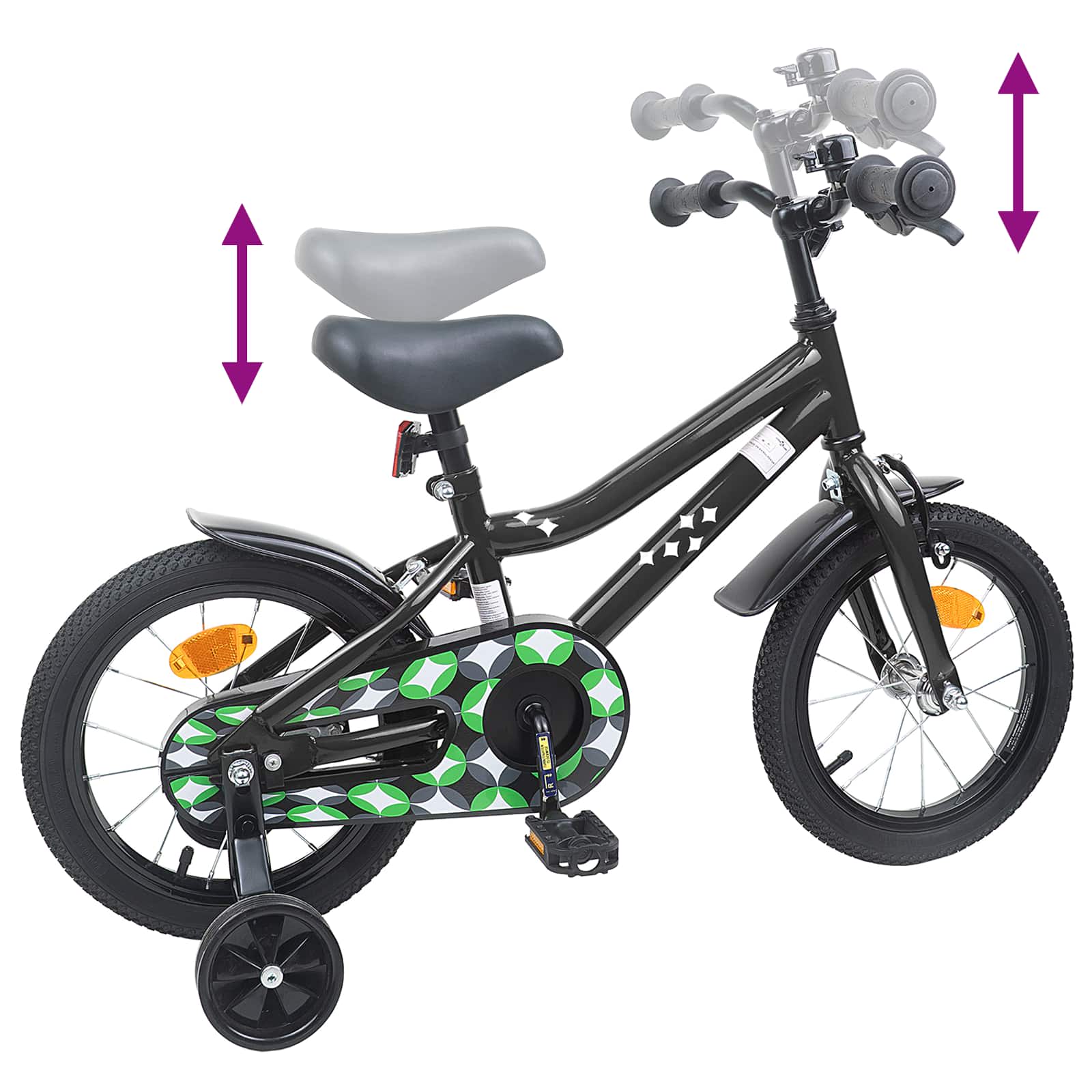 Kinderfahrrad 16 Zoll für 4-6 Jahre alt Schwarz