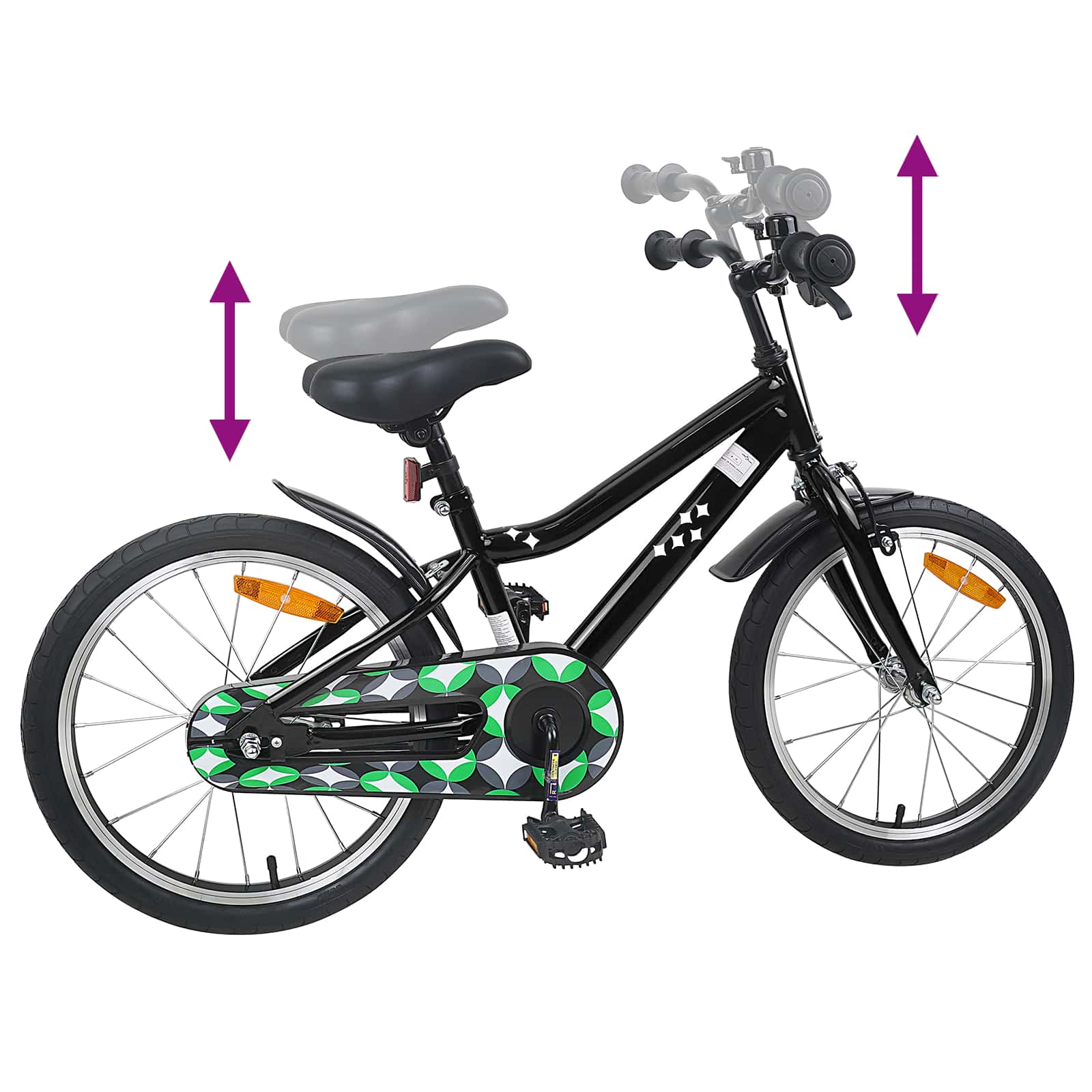 Kinderfahrrad 18 Zoll für 5-7 Jahre alt Schwarz