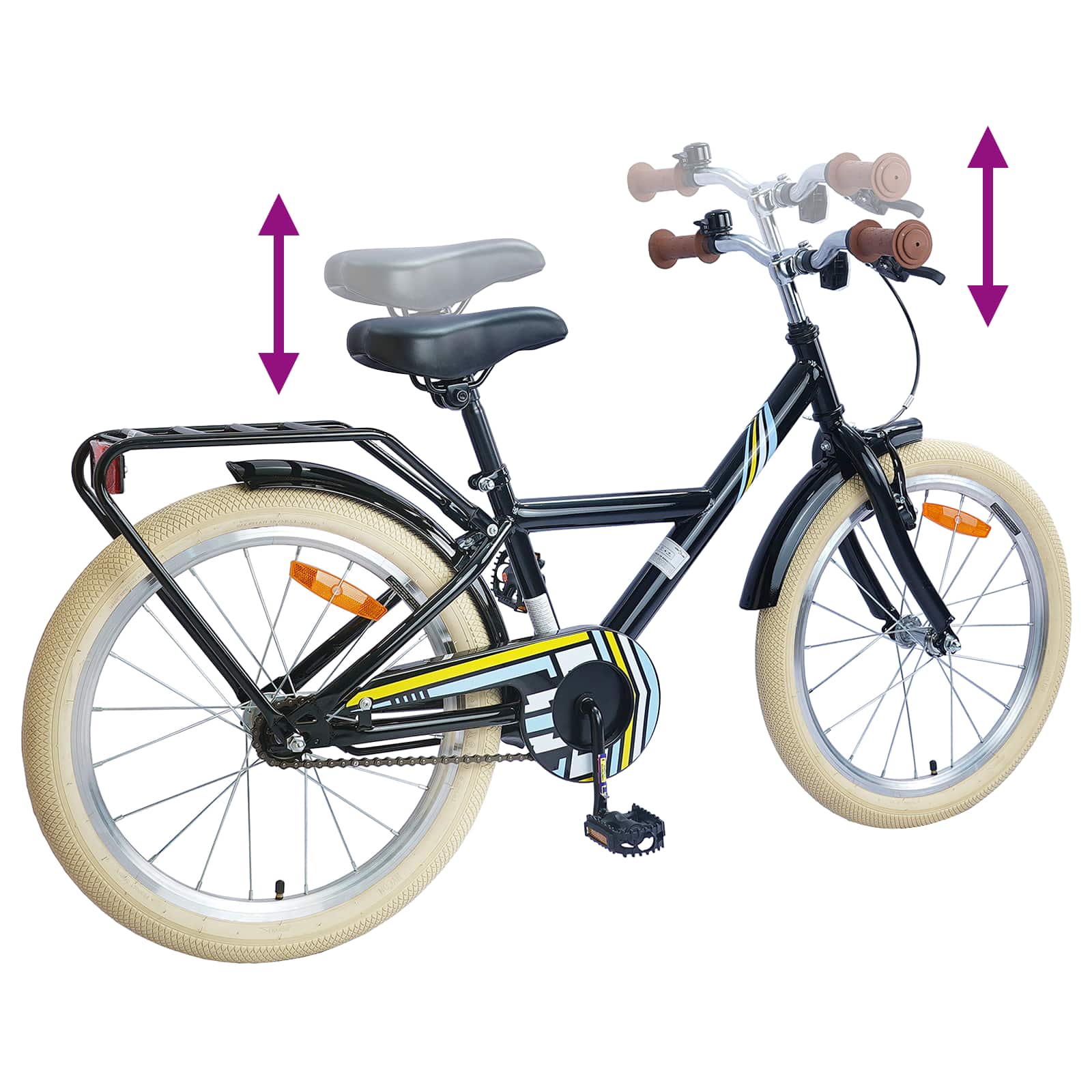 Kinderfahrrad 18 Zoll für 5-7 Jahre alt Schwarz