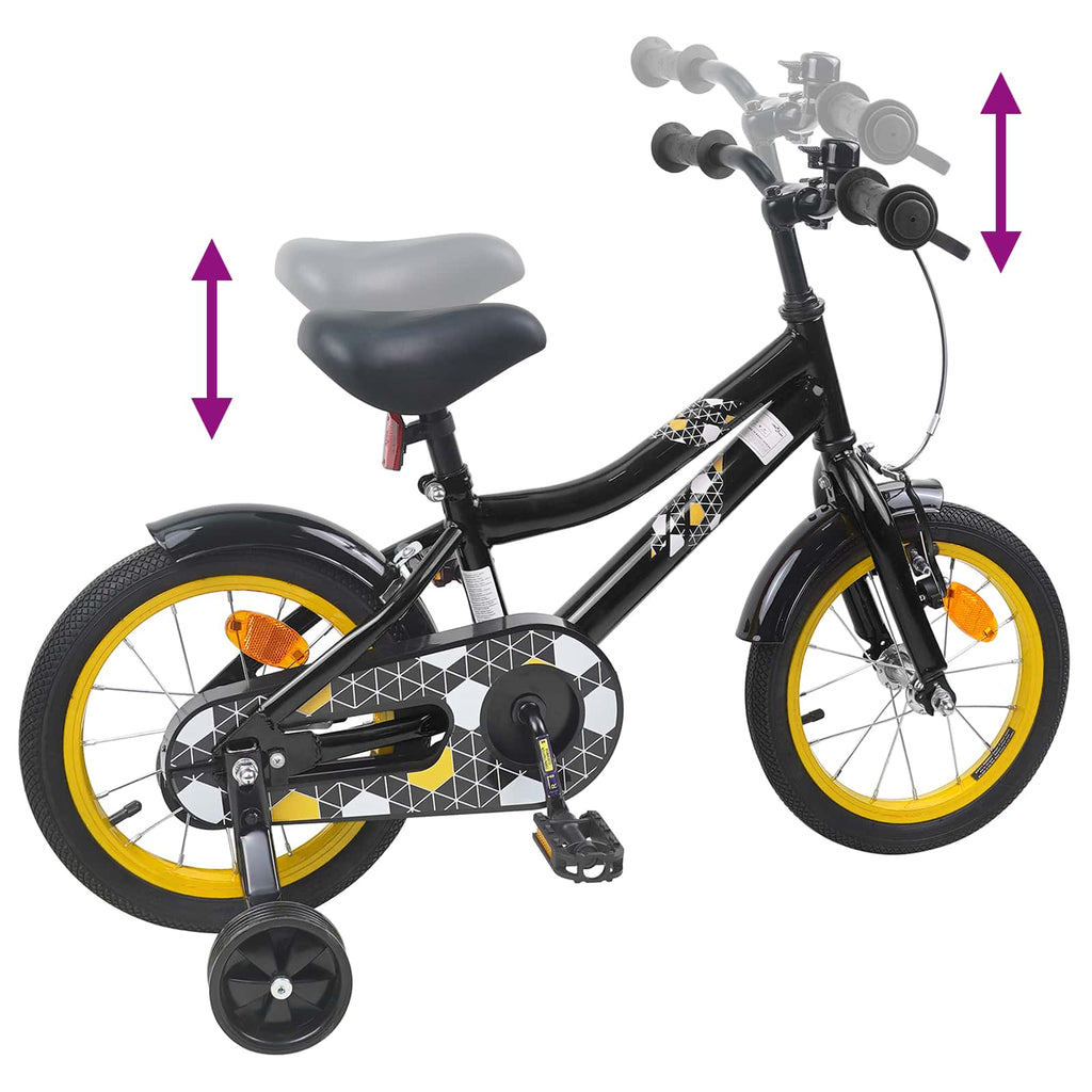 Kinderfahrrad 14 Zoll für 3-5 Jahre alt Schwarz