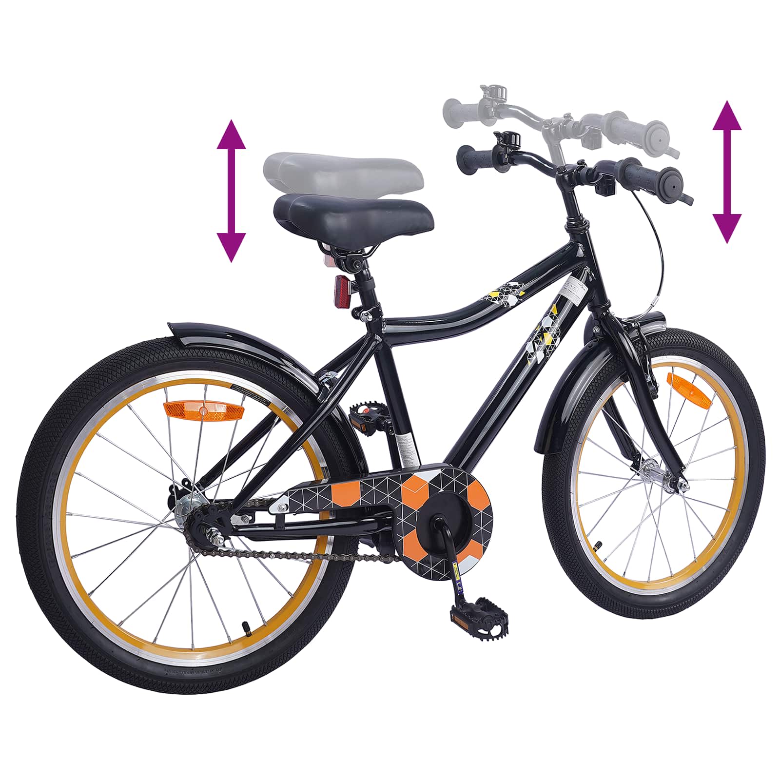 Kinderfahrrad 20 Zoll für 6-11 Jahre alt Schwarz