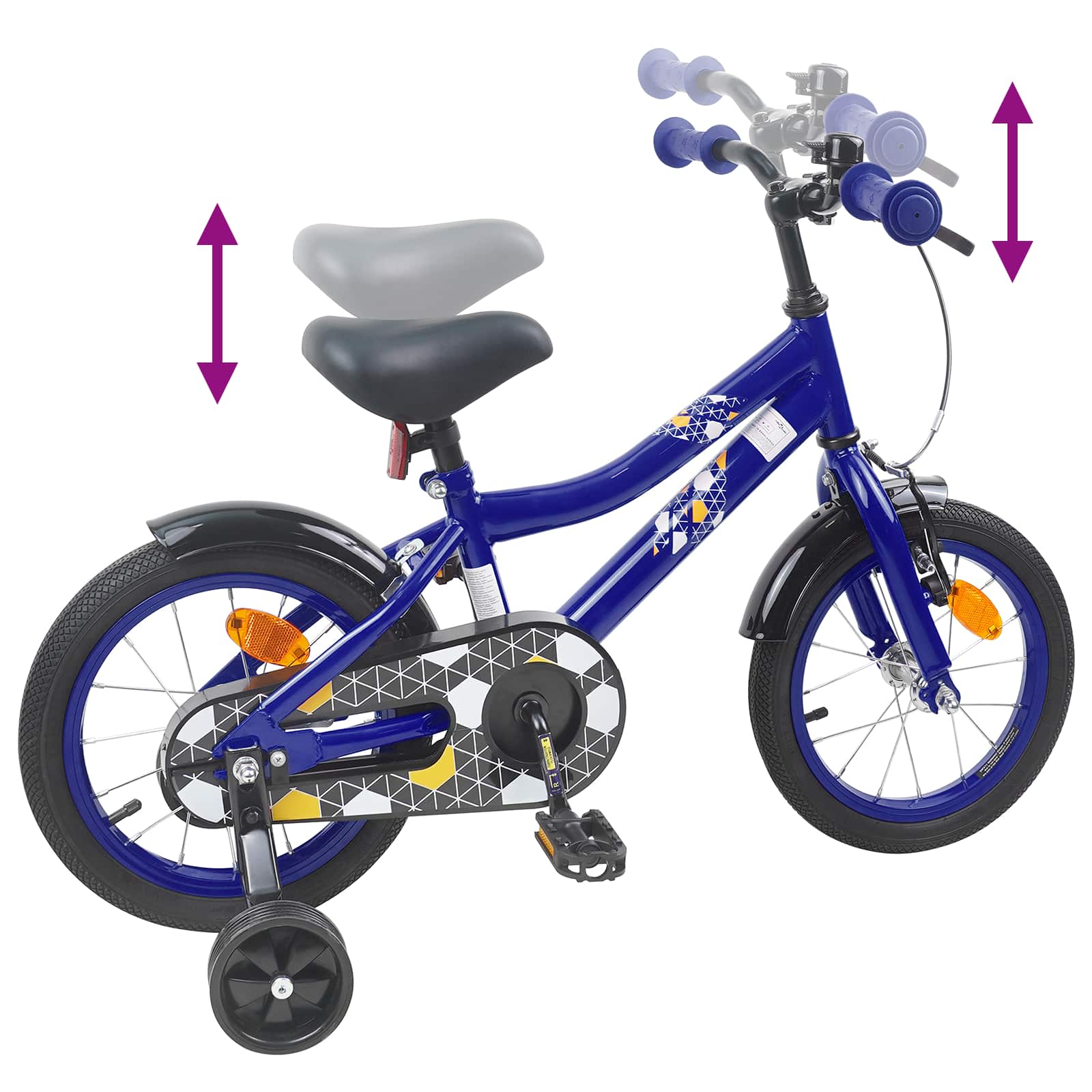 Kinderfahrrad 14 Zoll für 3-5 Jahre alt Dunkelblau