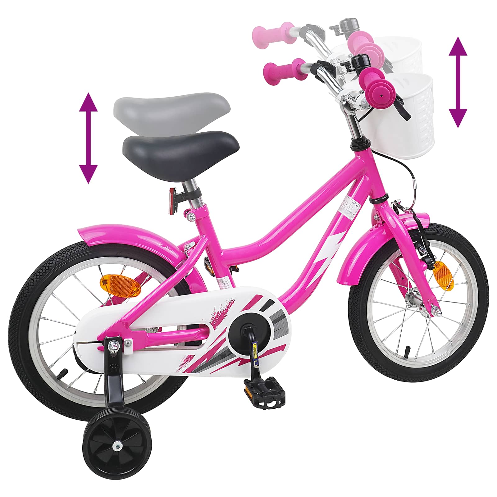 Kinderfahrrad 16 Zoll für 4-6 Jahre alt Dunkelrosa