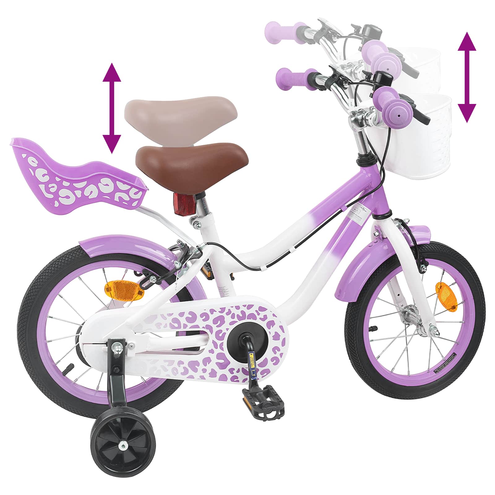 Kinderfahrrad Mit Stützrädern 16 Zoll für 4-6 Jahre alt Lila